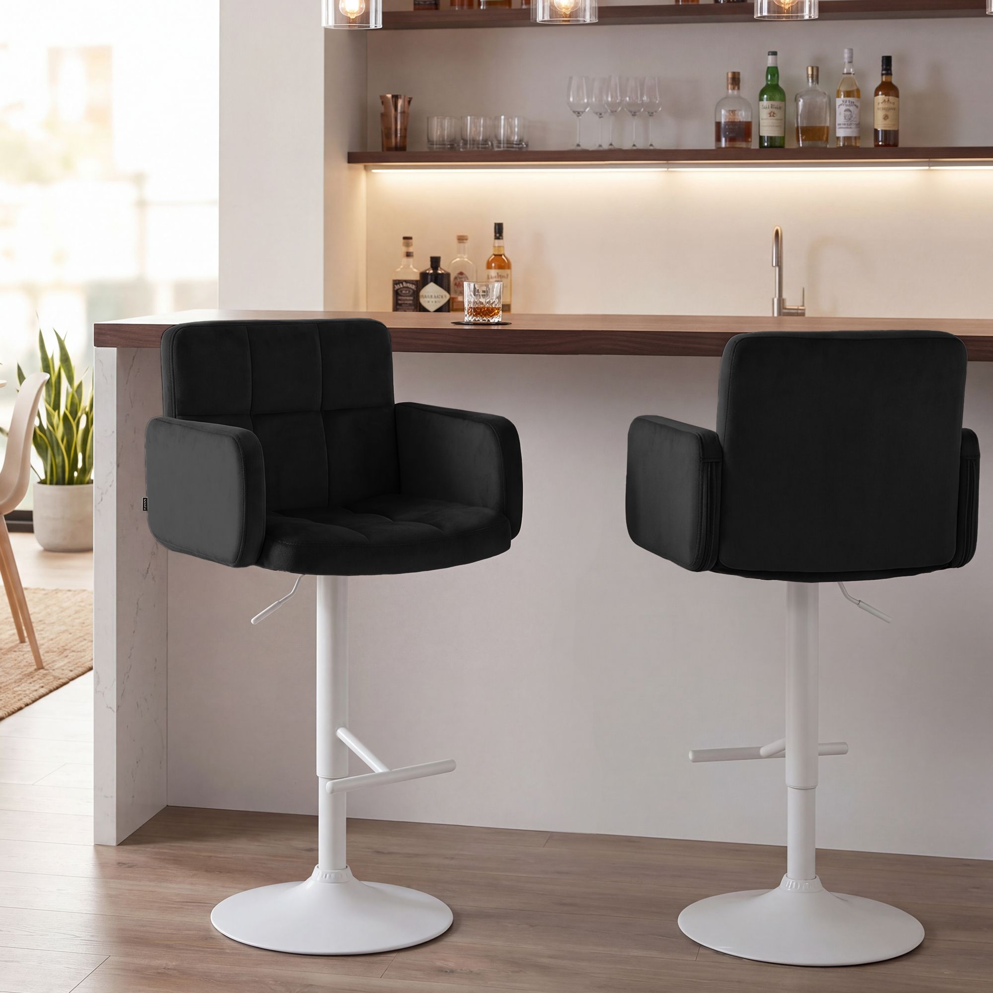 Set med 2 barstolar Los Angeles sammet