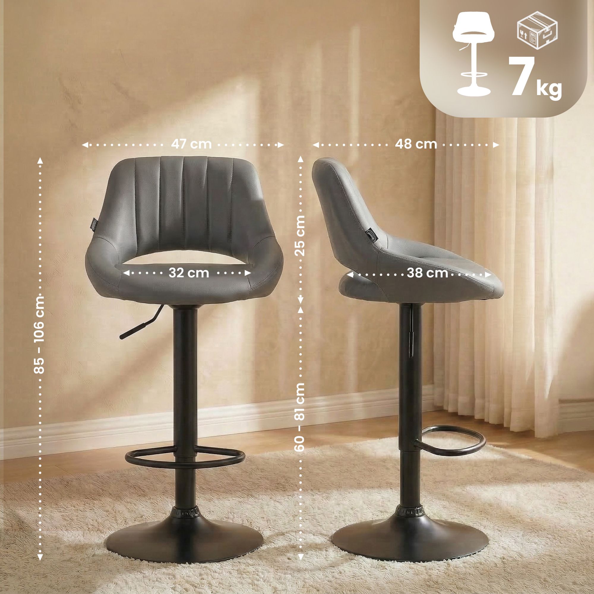 2-pack barstolar Milet i konstlader