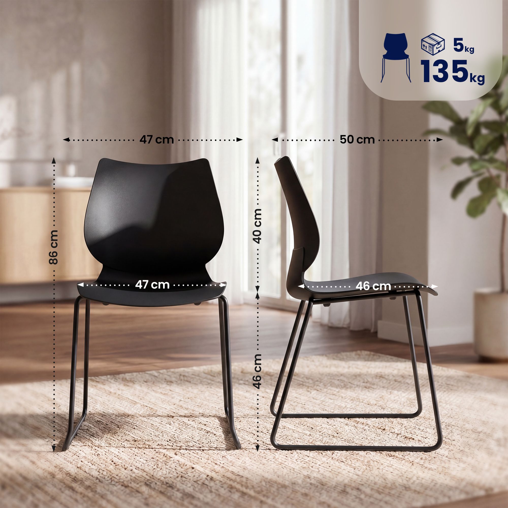 2-pack stapelbara stolar Houma