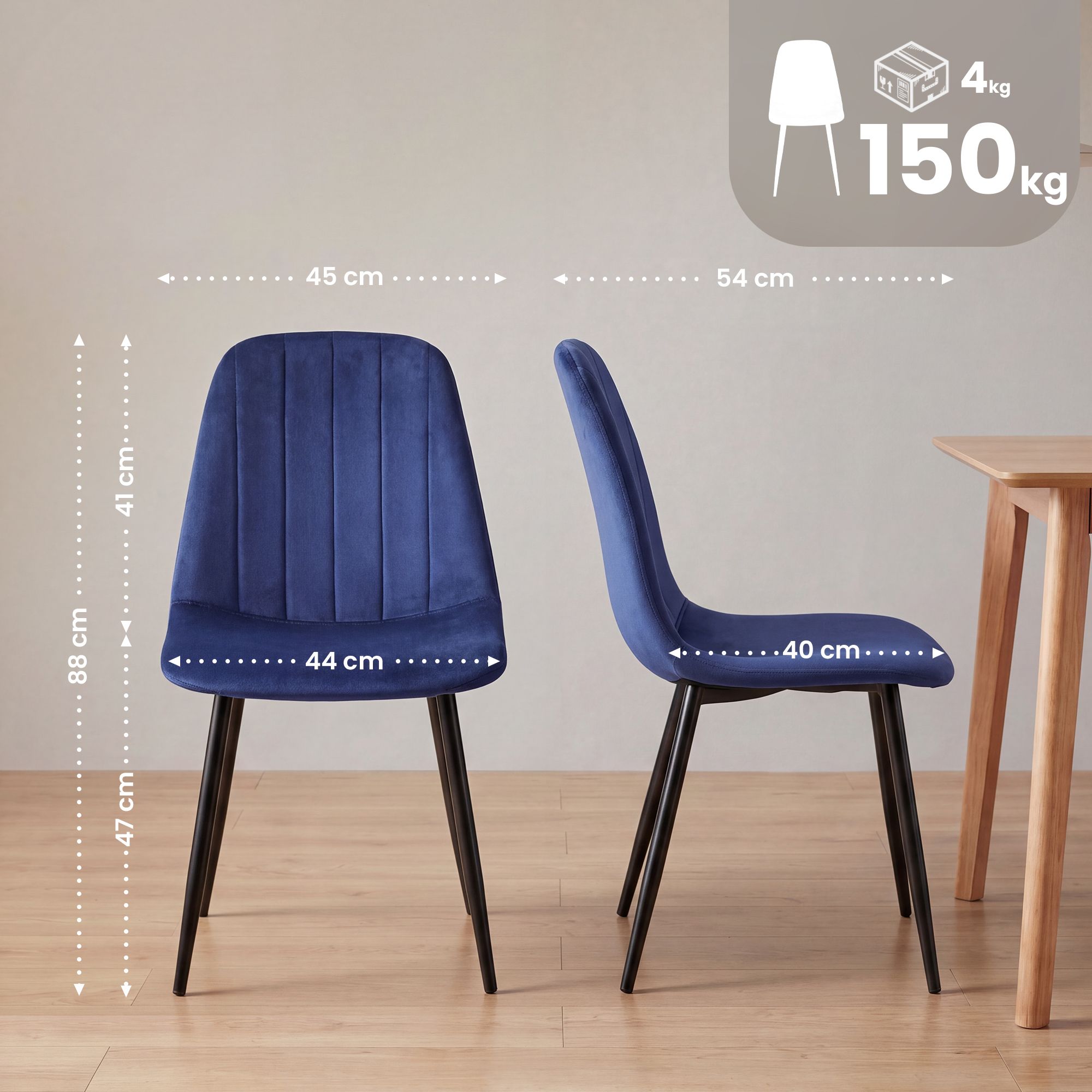 4-pack matstolar Baxter i sammet