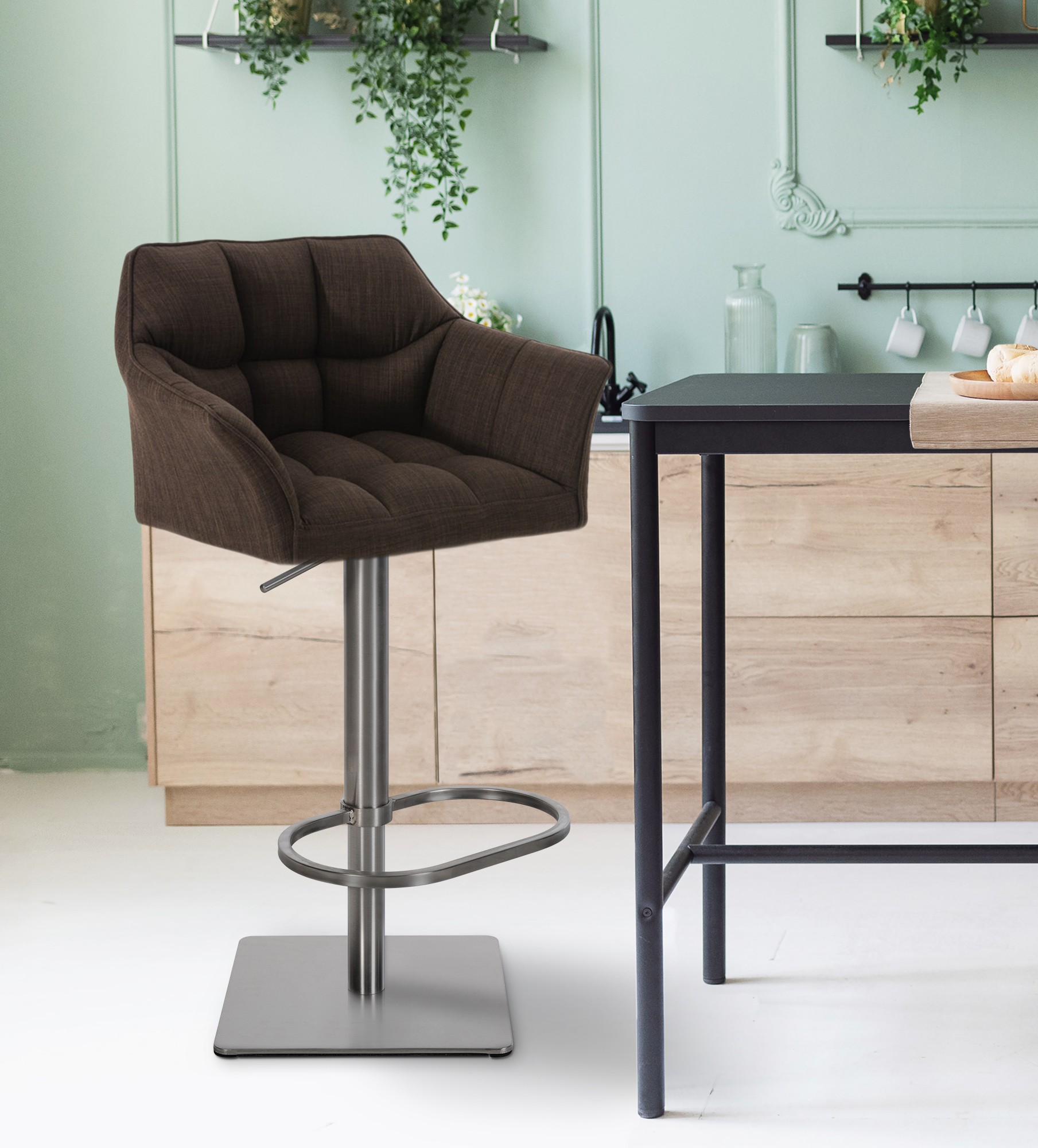 2-pack barstolar Damaso med tygkladslel