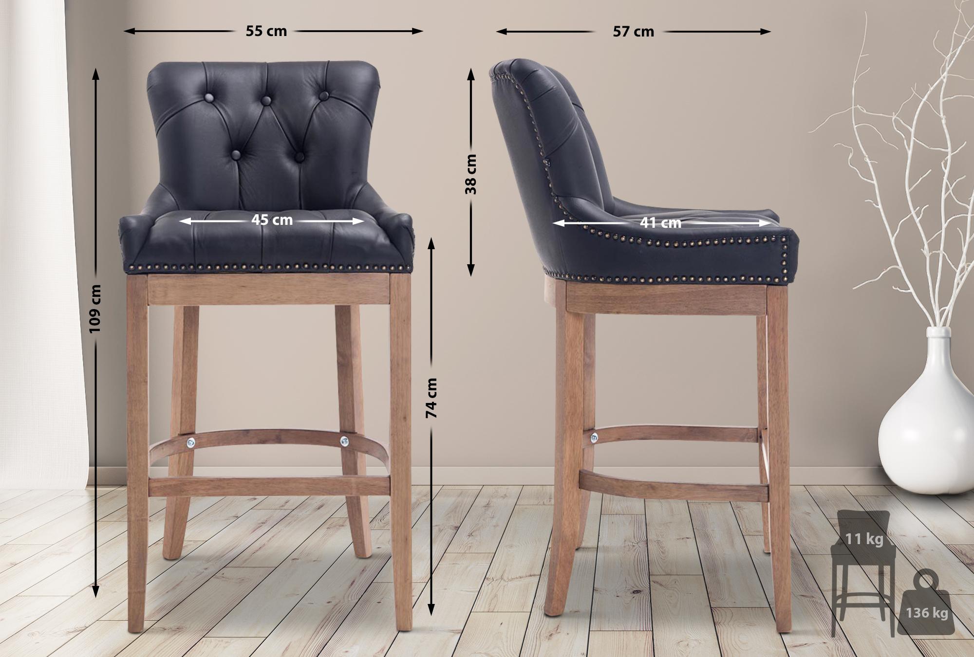 Barstol Lakewood Äkta Skinn, Antik Ljust