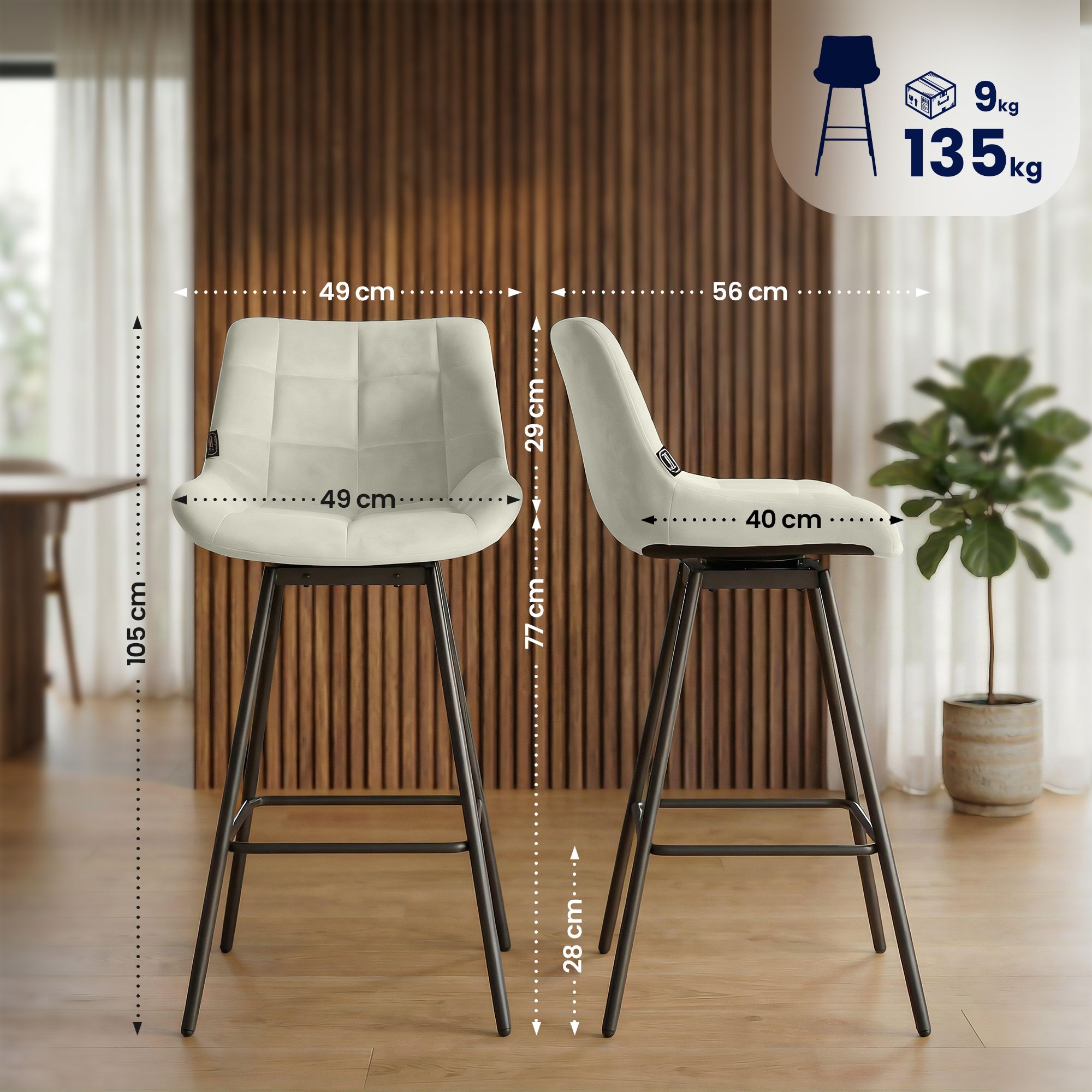 4-pack barstolar Weston med snurrfunktion