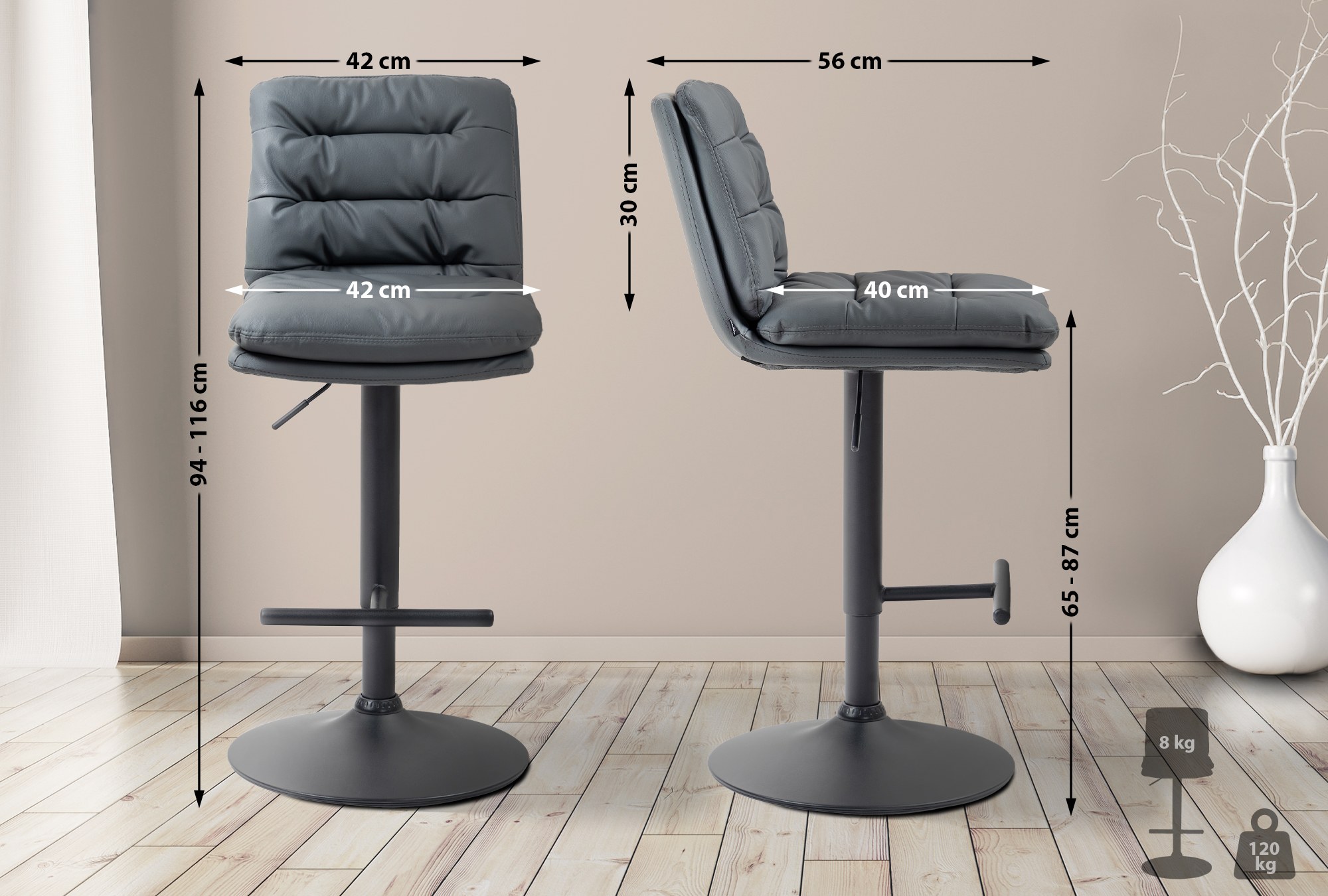 2-pack Barstolar Damar Konstläder