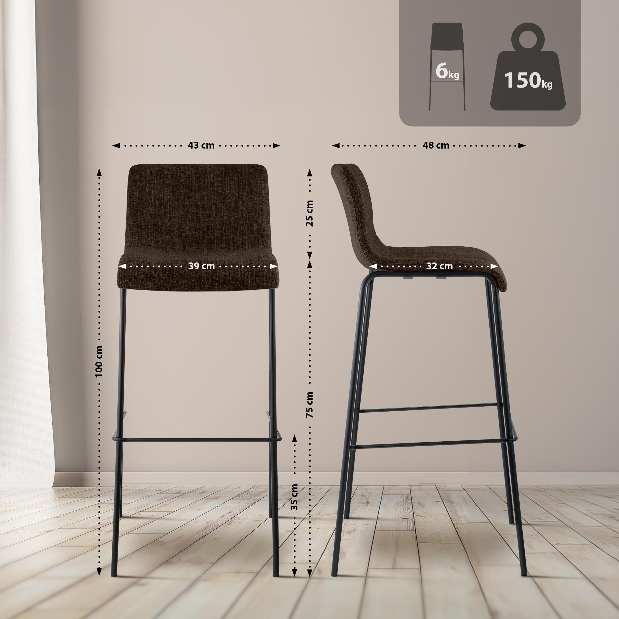 2-pack barstolar Hover i tyg med fyrbensstativ