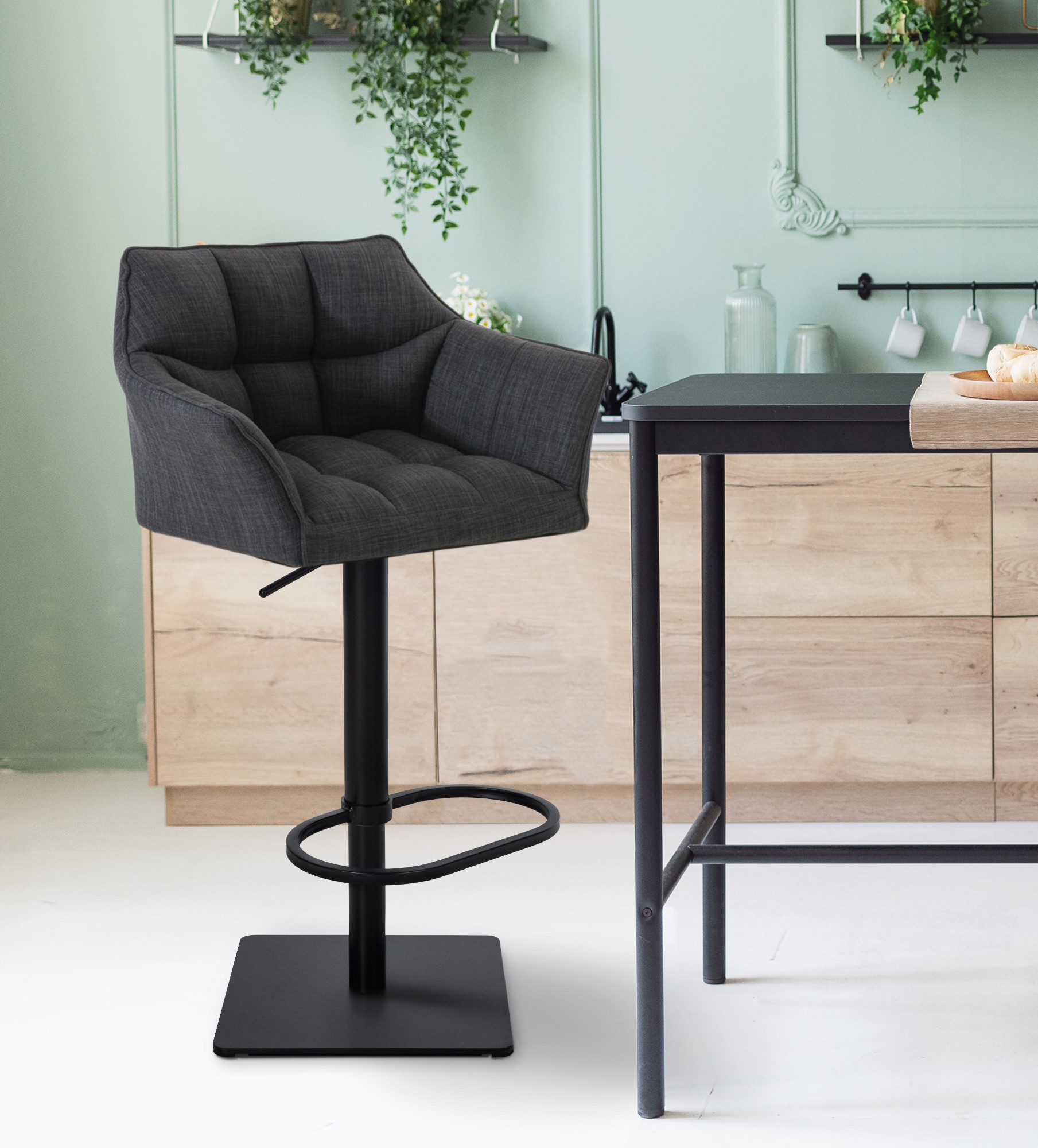 2-pack barstolar Damaso med tygkladslel
