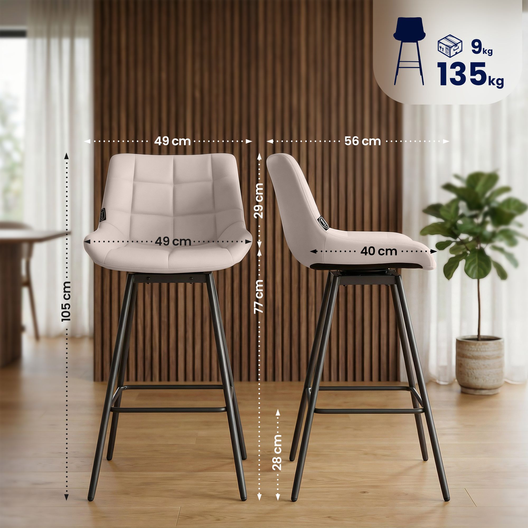 4-pack barstolar Weston med snurrfunktion