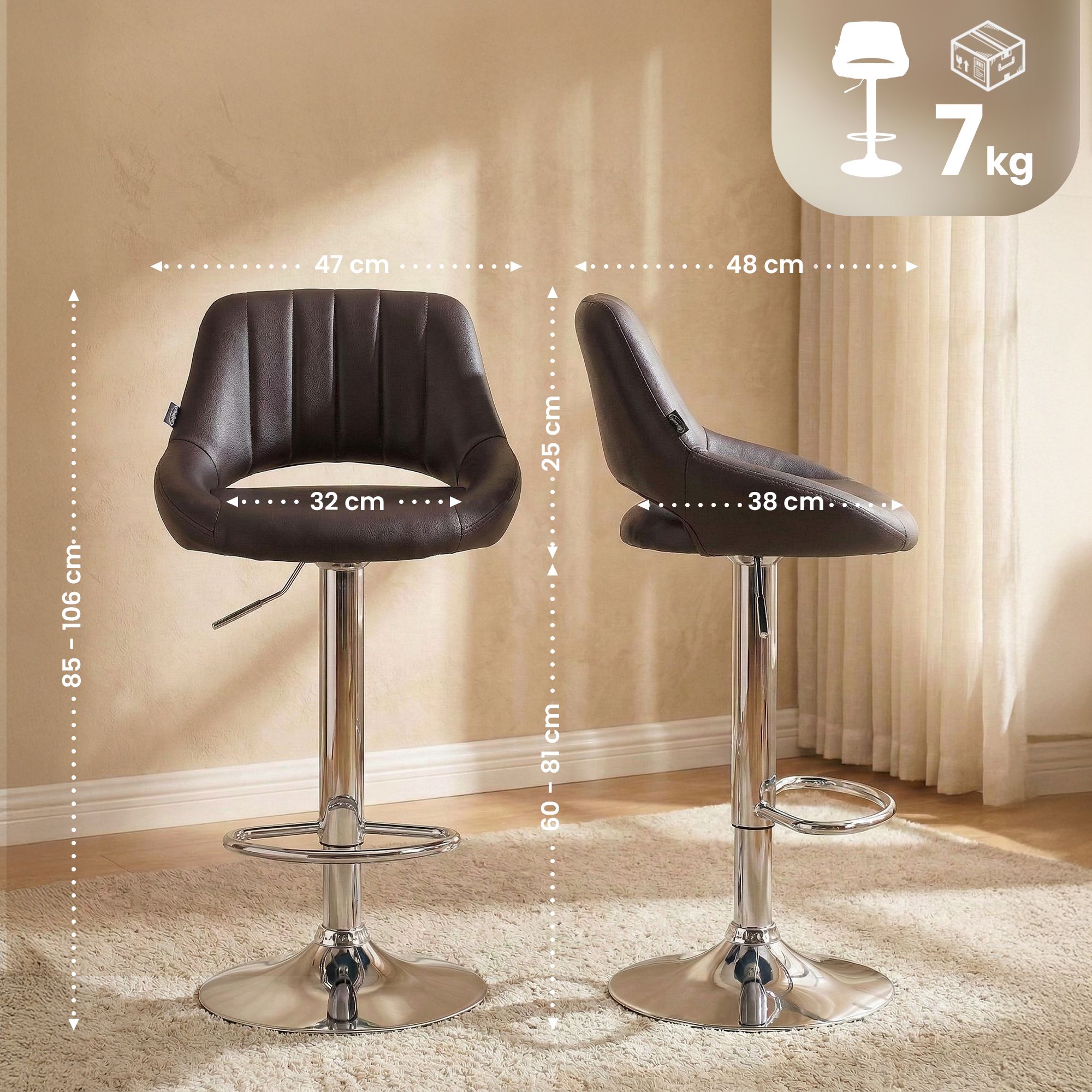 2-pack barstolar Milet i konstlader