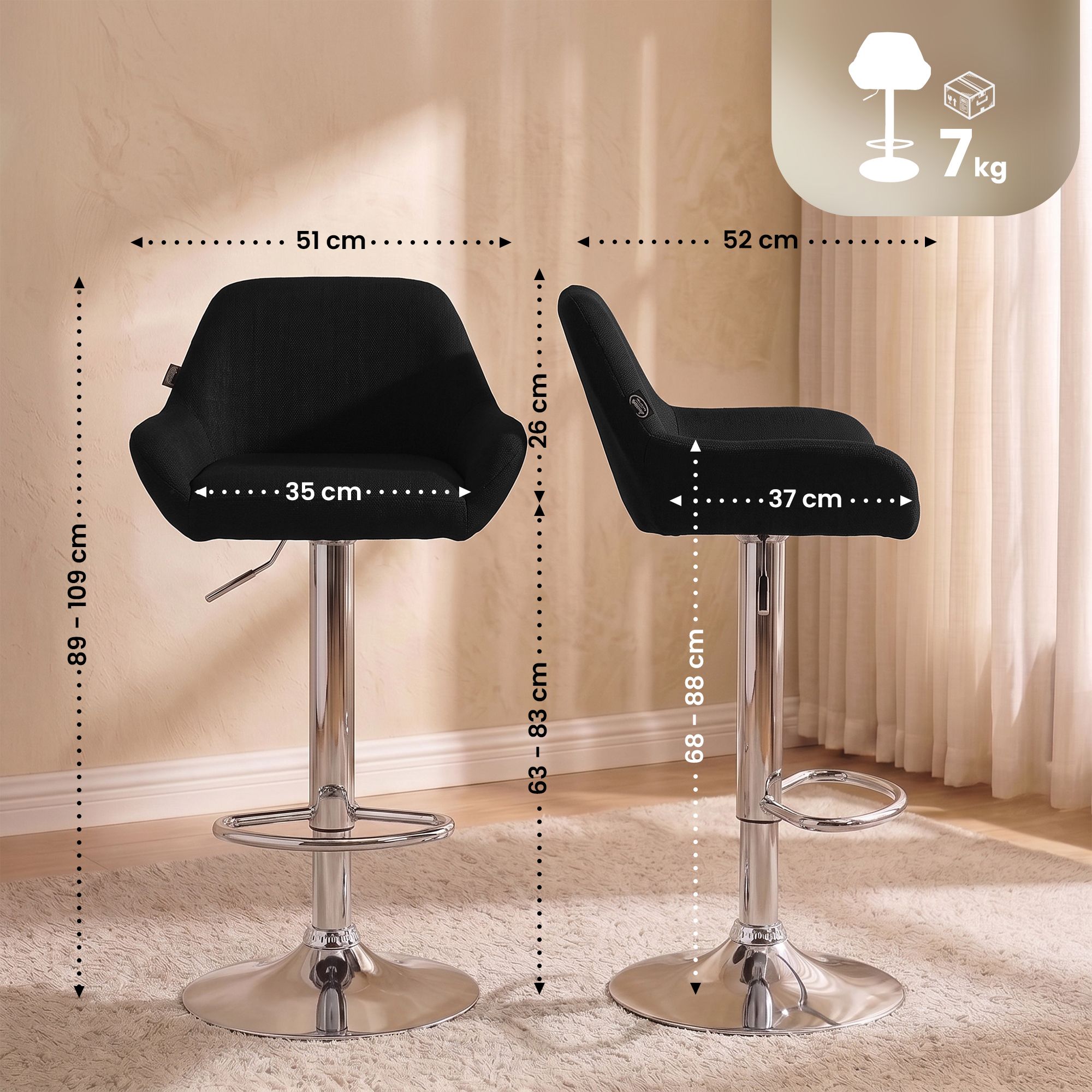 Barstol Braga tyg modern design och bekväm sits passar kök och hem