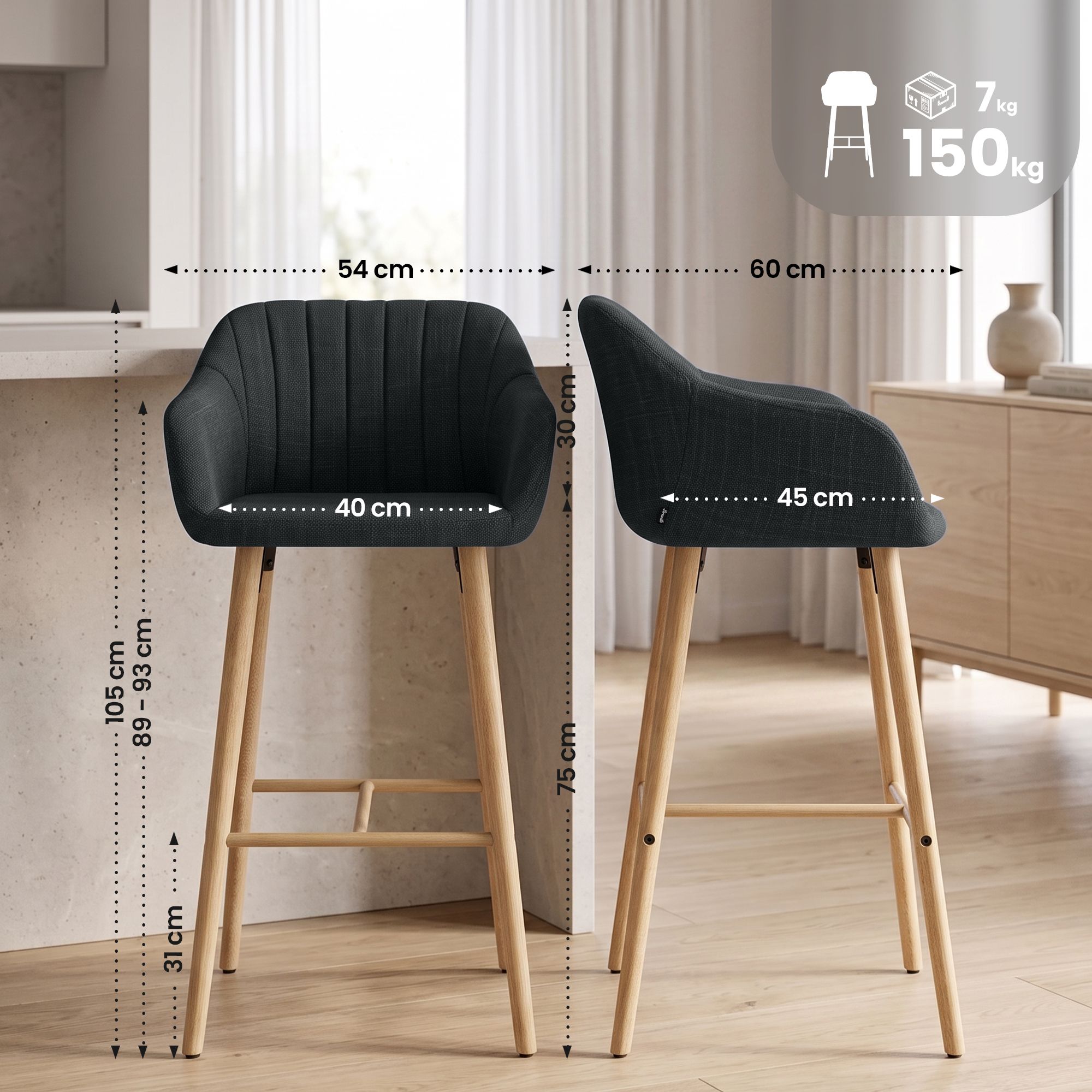 Barstol Ando i tyg &ndash; modern design, bekväm sits och stabil ram för stilfulla hem och barer