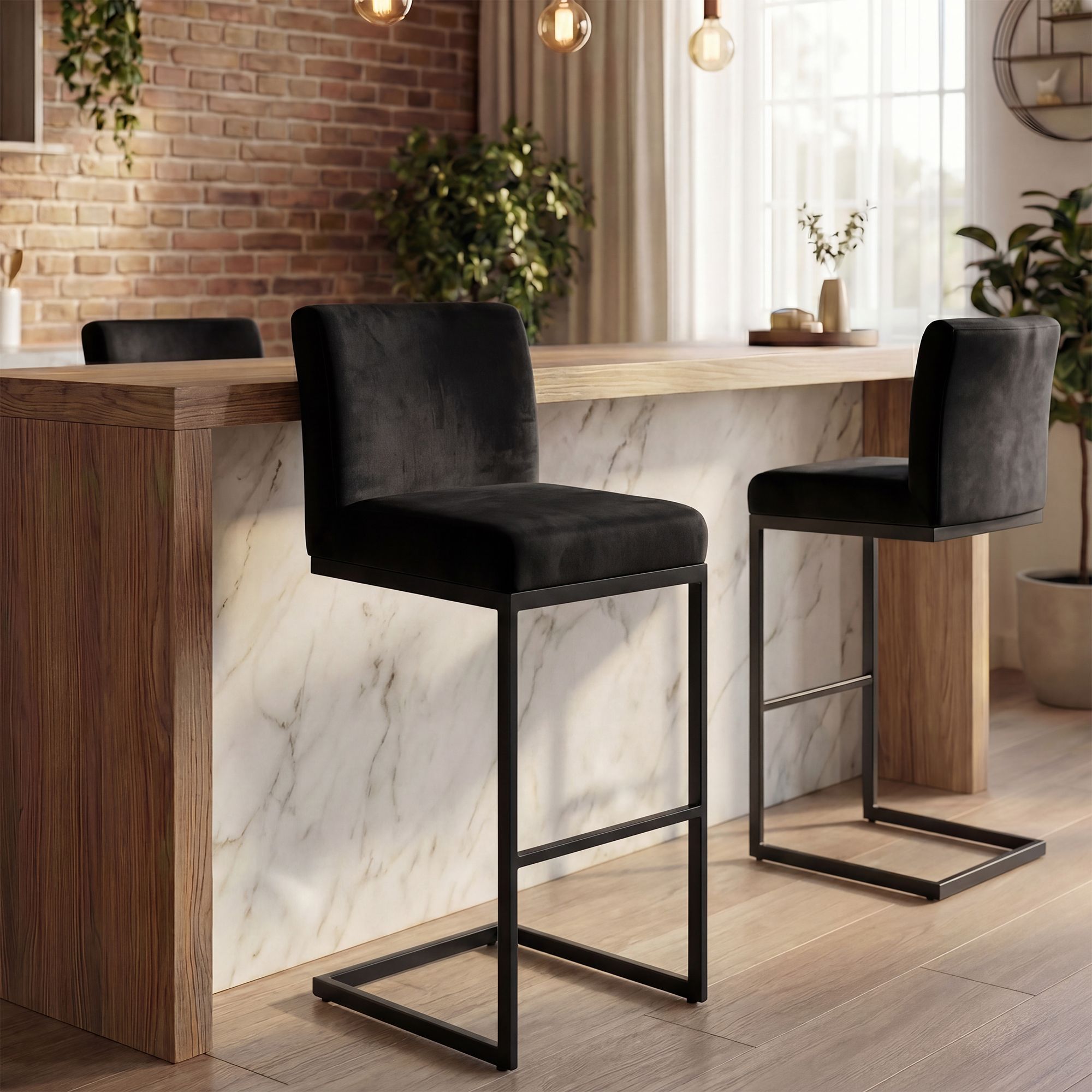 2-pack barstolar Hopewell i sammet
