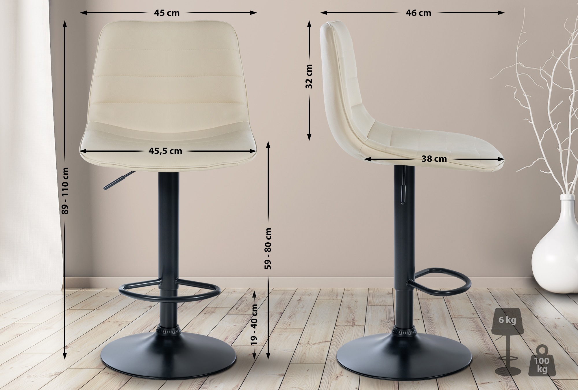 Barpall Lex Imitation Läder