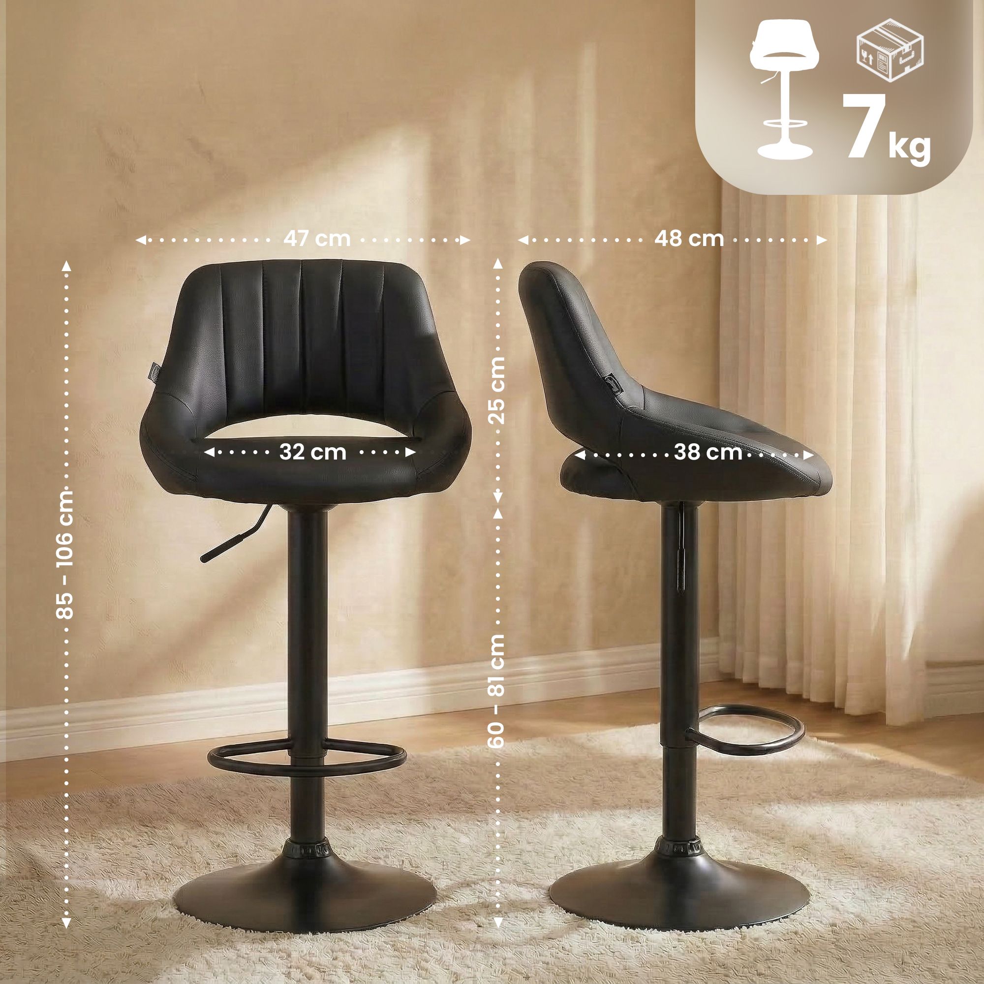 2-pack barstolar Milet i konstlader