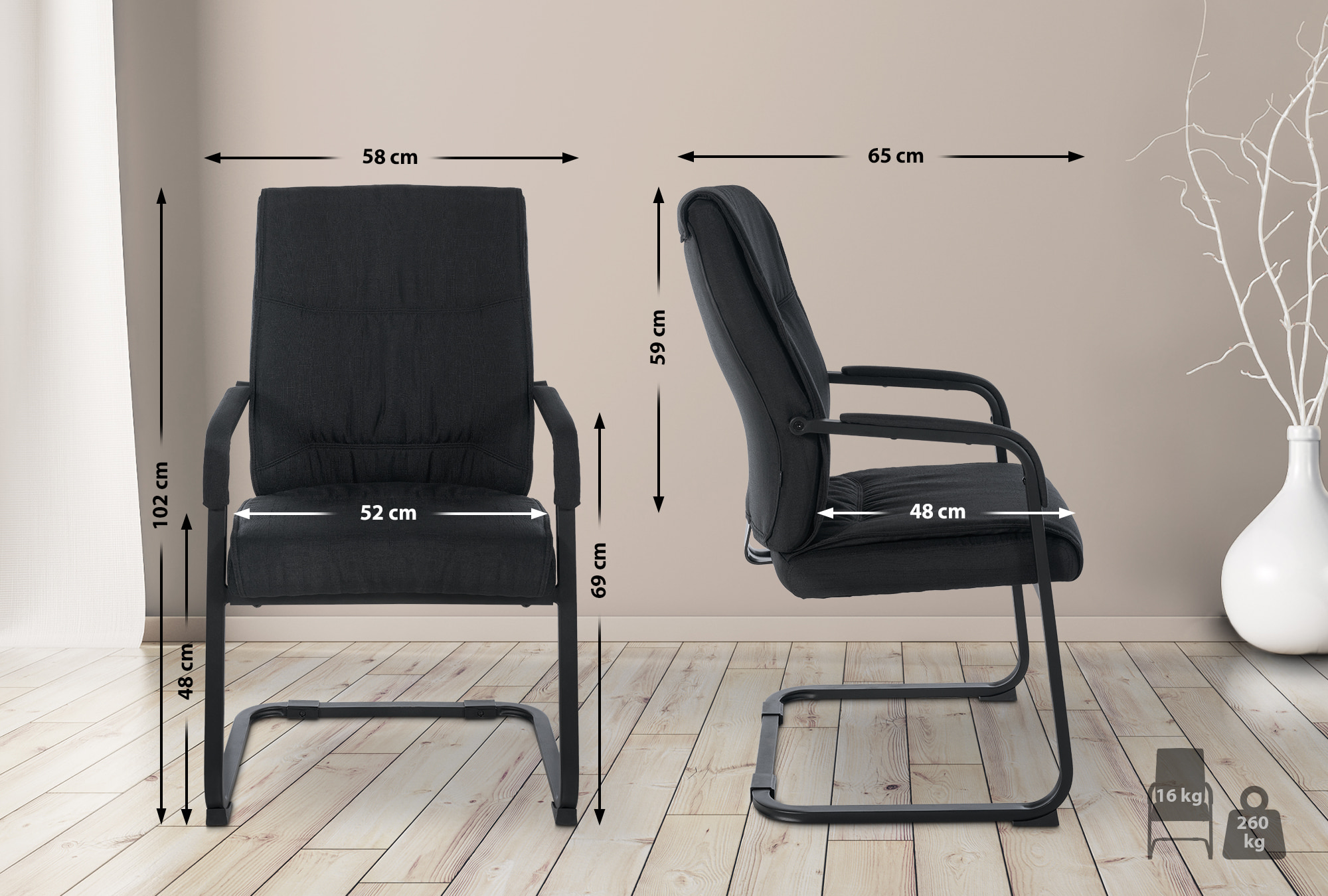 Konferensstol XXL Anubis Tyg