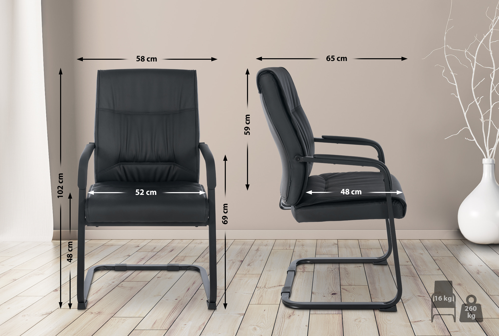 XL Anubis besöksstol i konstläder