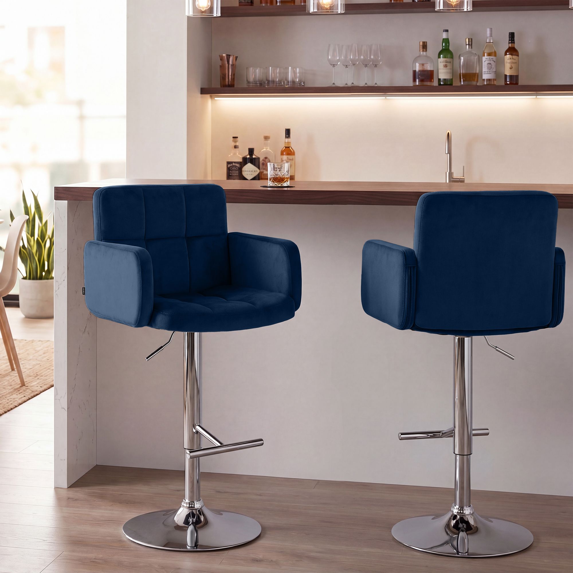 Set med 2 barstolar Los Angeles sammet
