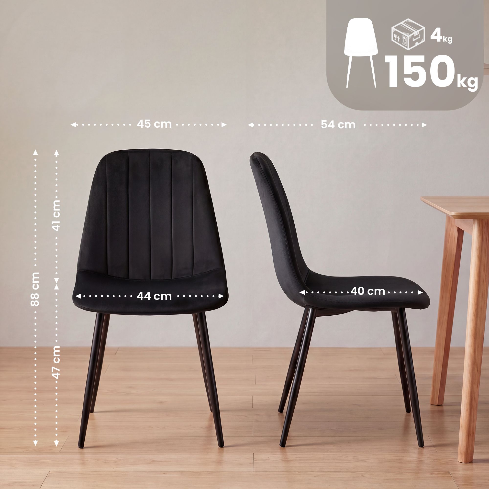 4-pack matstolar Baxter i sammet