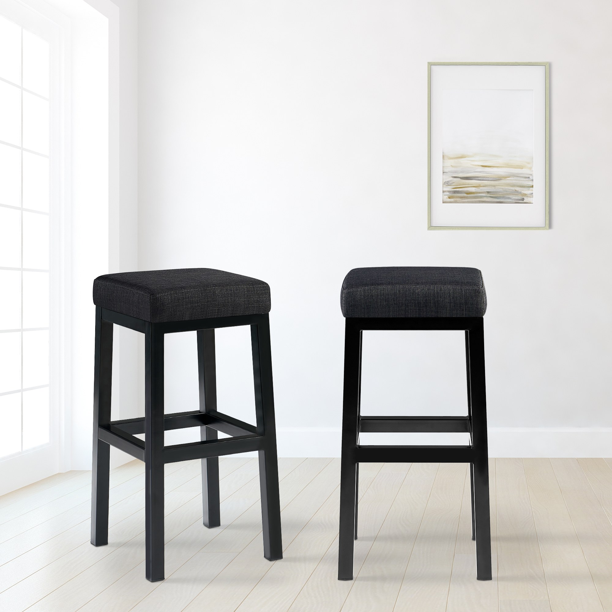 Barstol Taylor tygklädsel sitthöjd 78 cm metallram svart