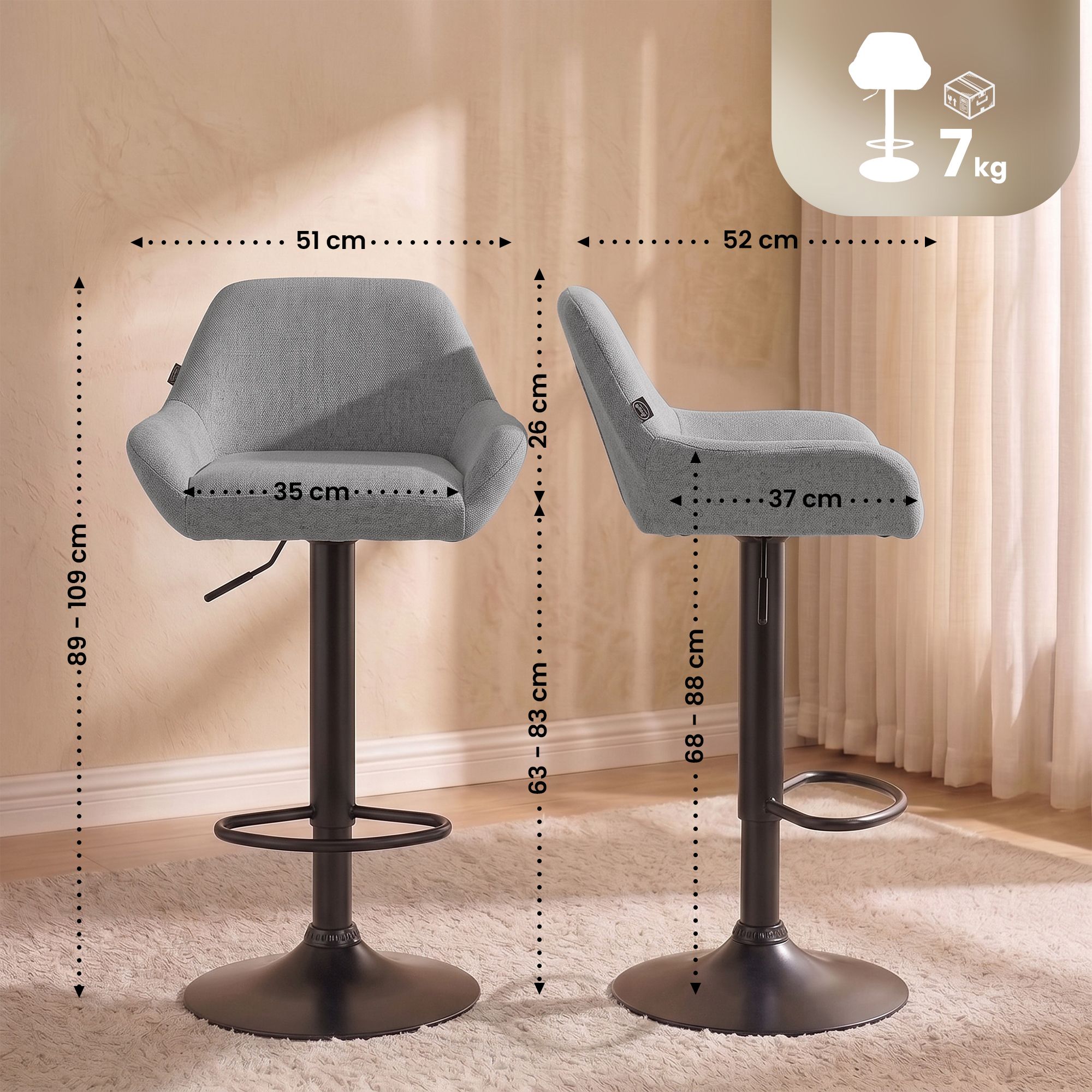Barstol Braga tyg modern design och bekväm sits passar kök och hem