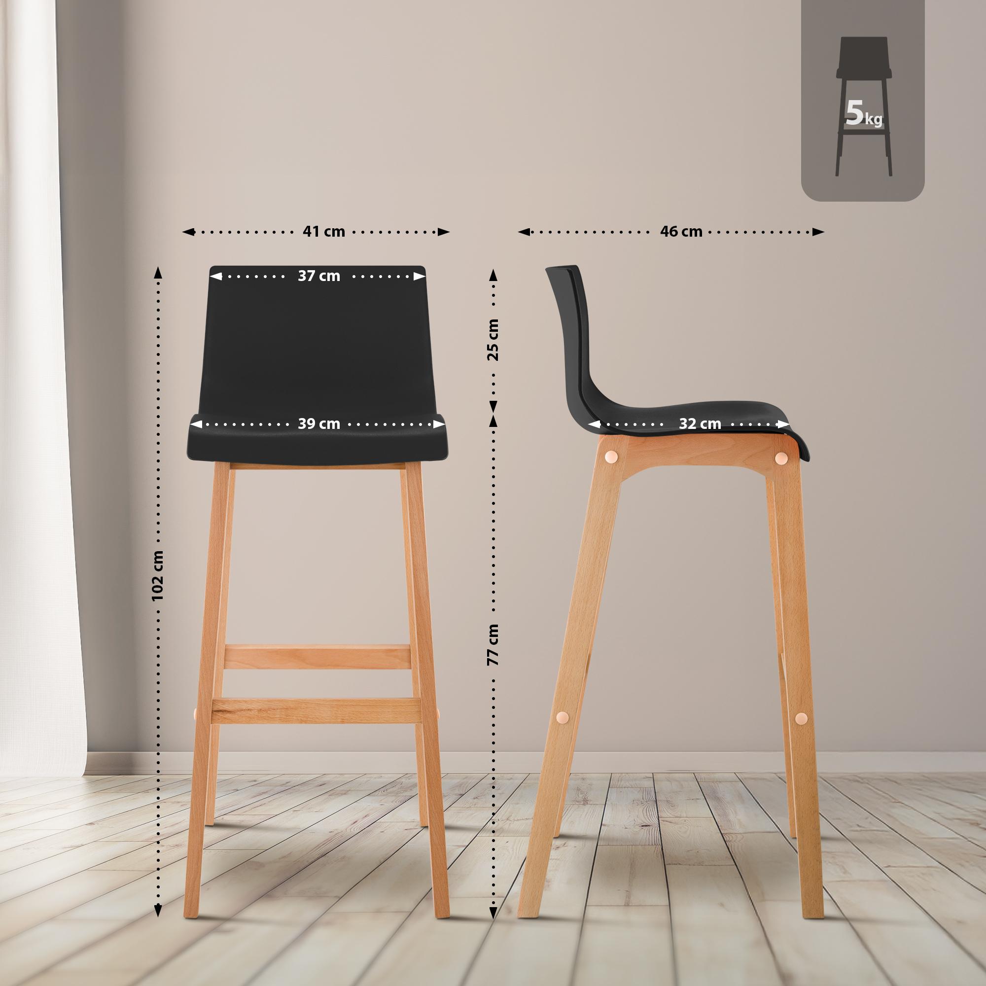 2-pack Barstolar Hover Plast Fyrbensram Natur