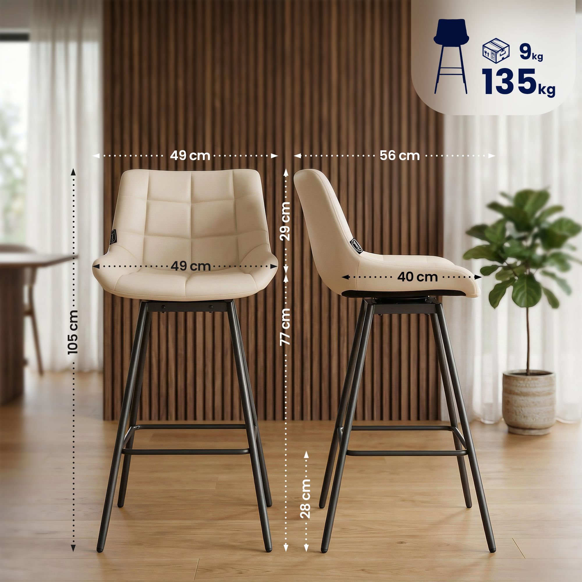 4-pack barstolar Weston med snurrfunktion