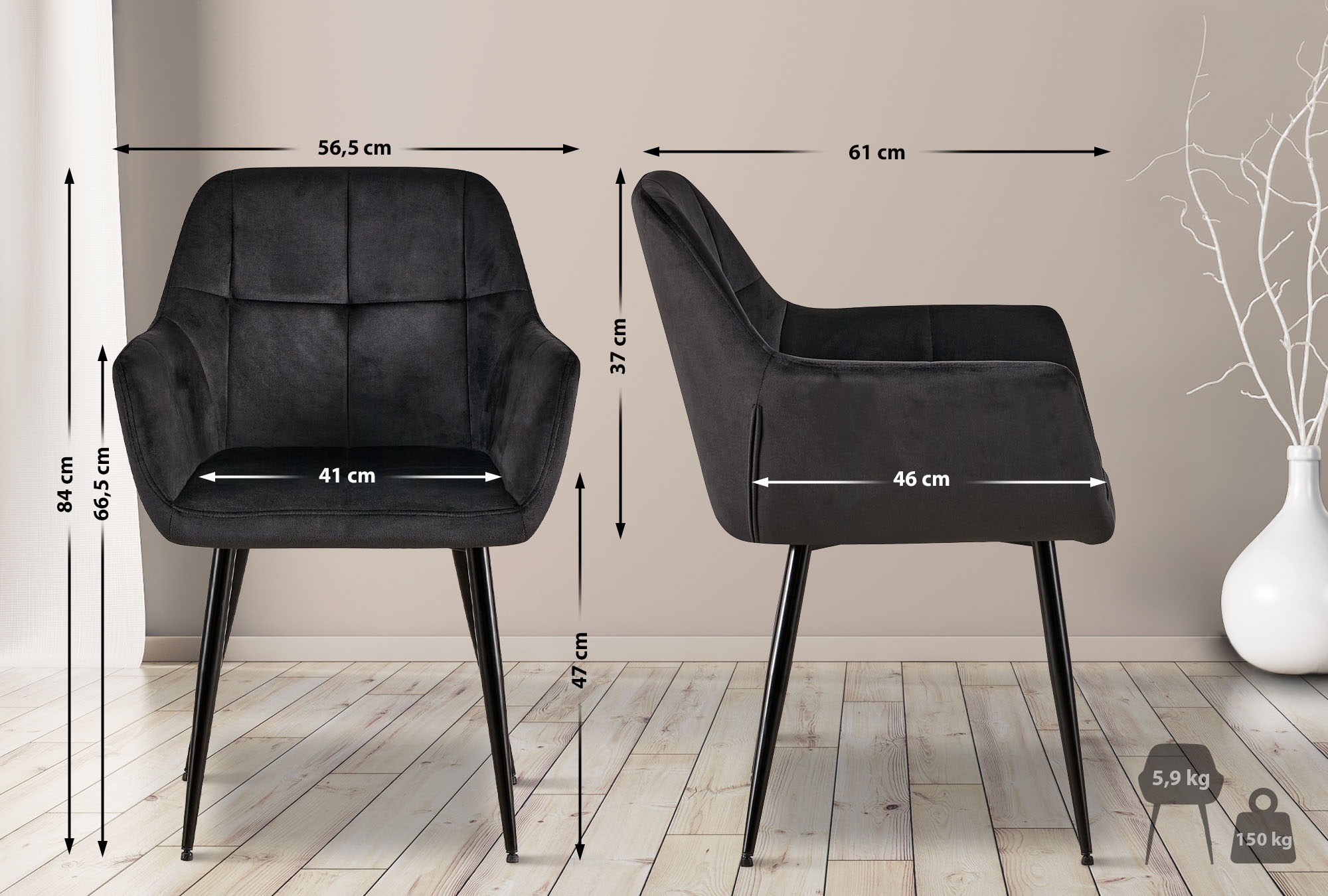 Uppsättning med 4 matstolar Emia
