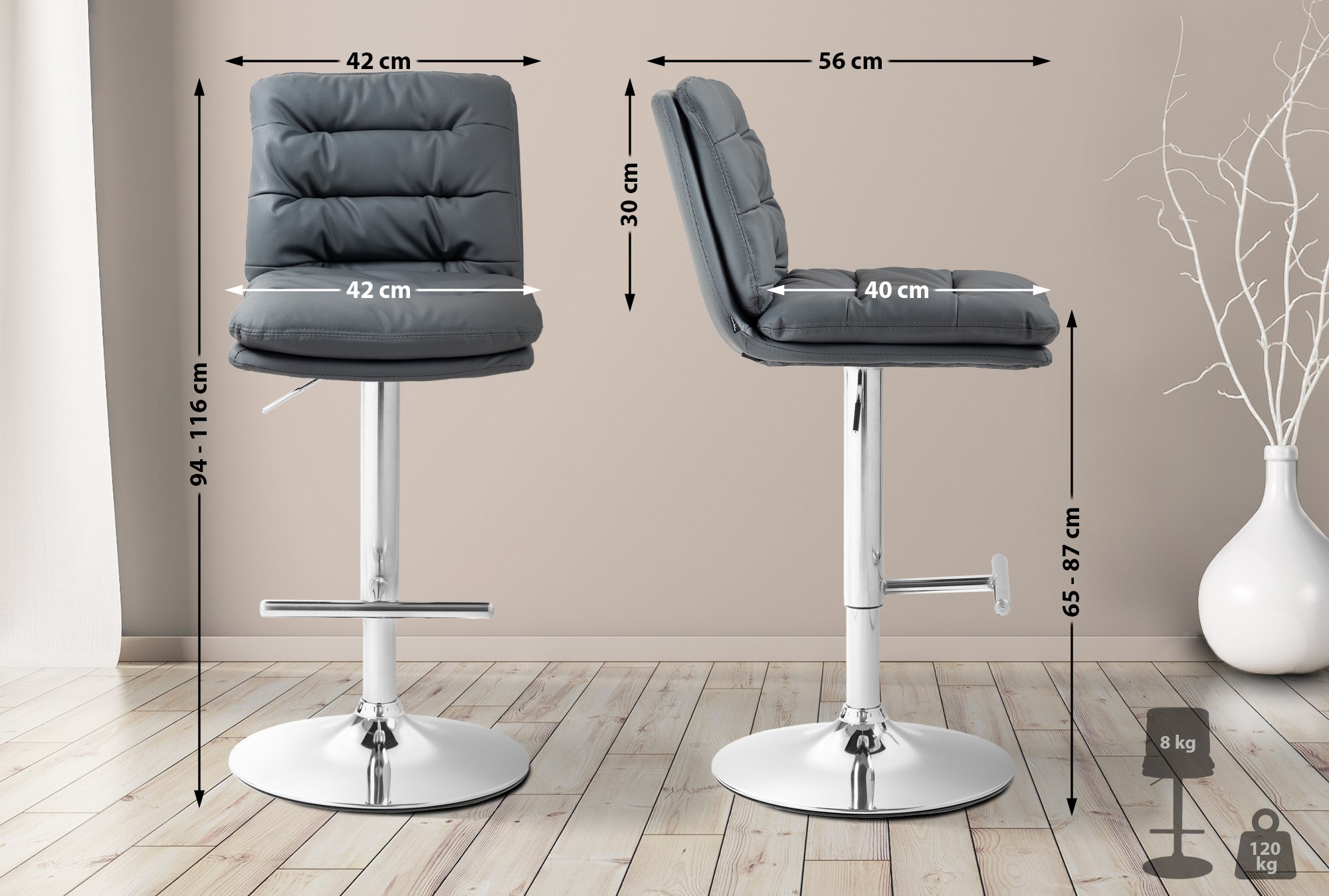 2-pack Barstolar Damar Konstläder