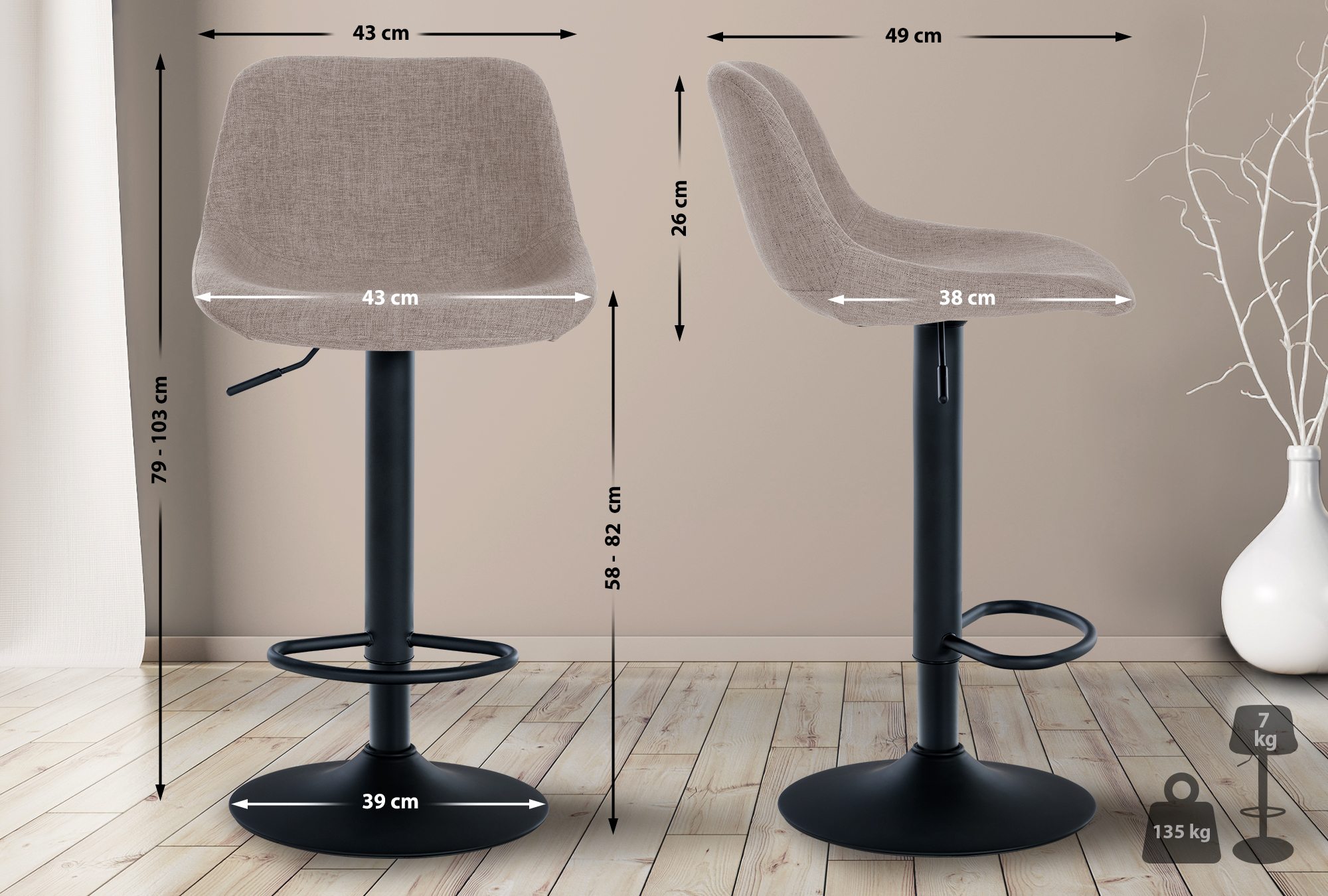 Uppsättning med 2 barstolar Loft