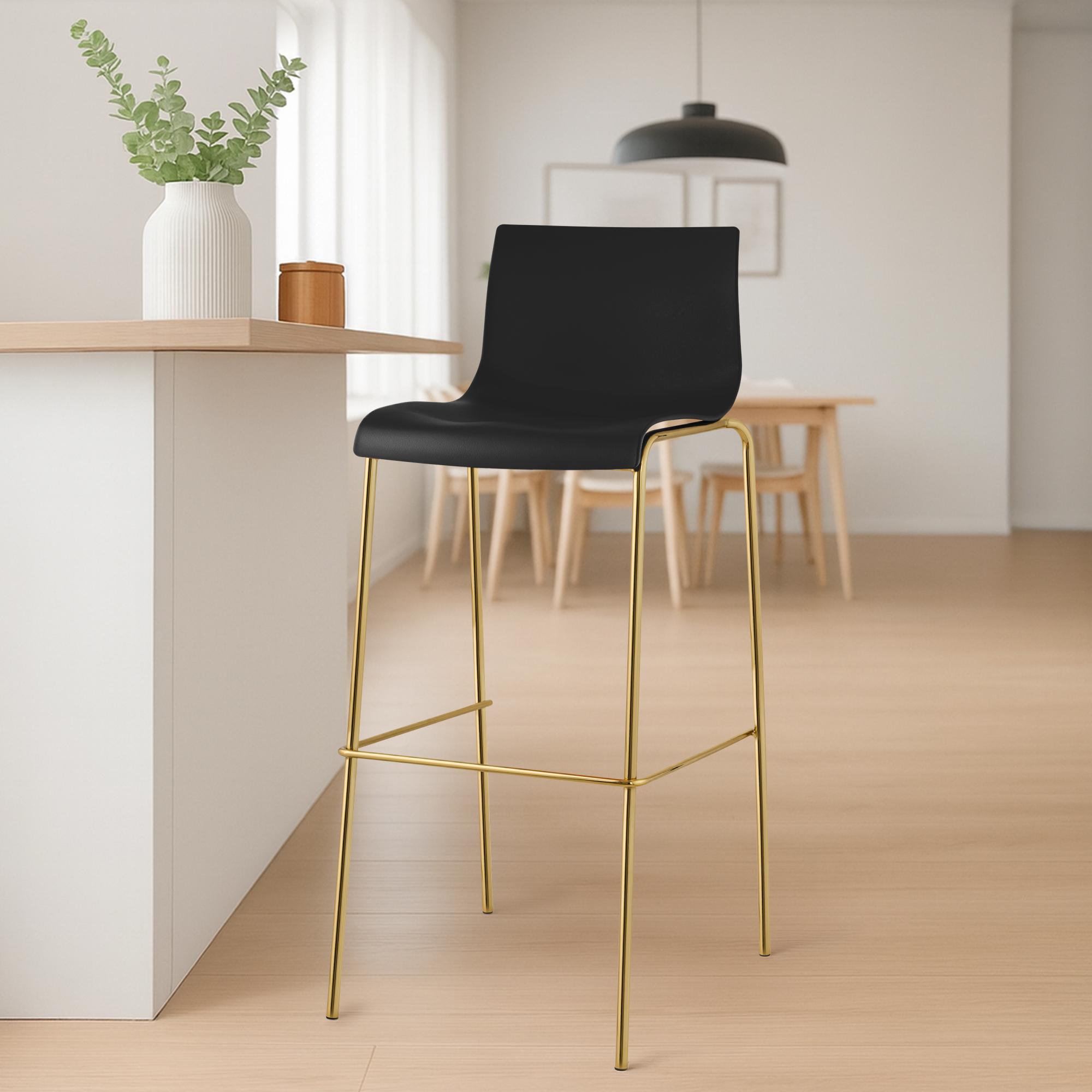 Barstol Hover plast fyrbent ram guld