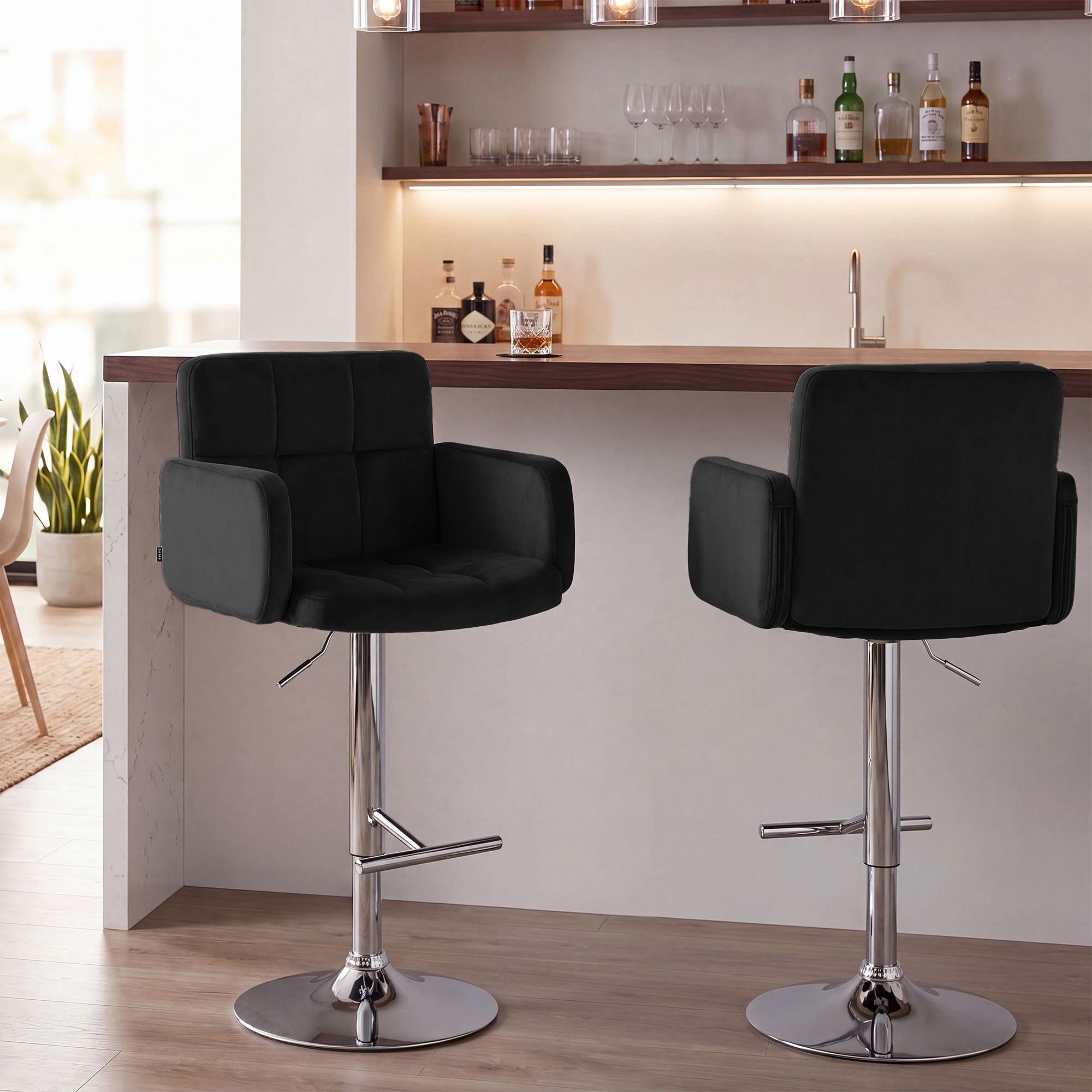 Set med 2 barstolar Los Angeles sammet