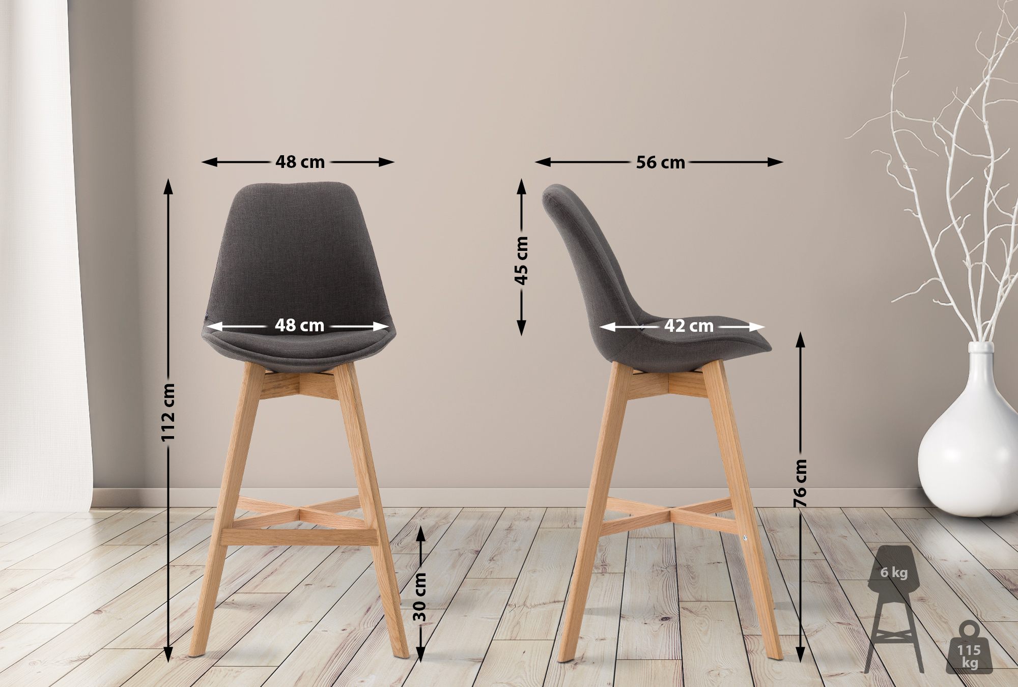 2-pack Barstol Cannes Tyg