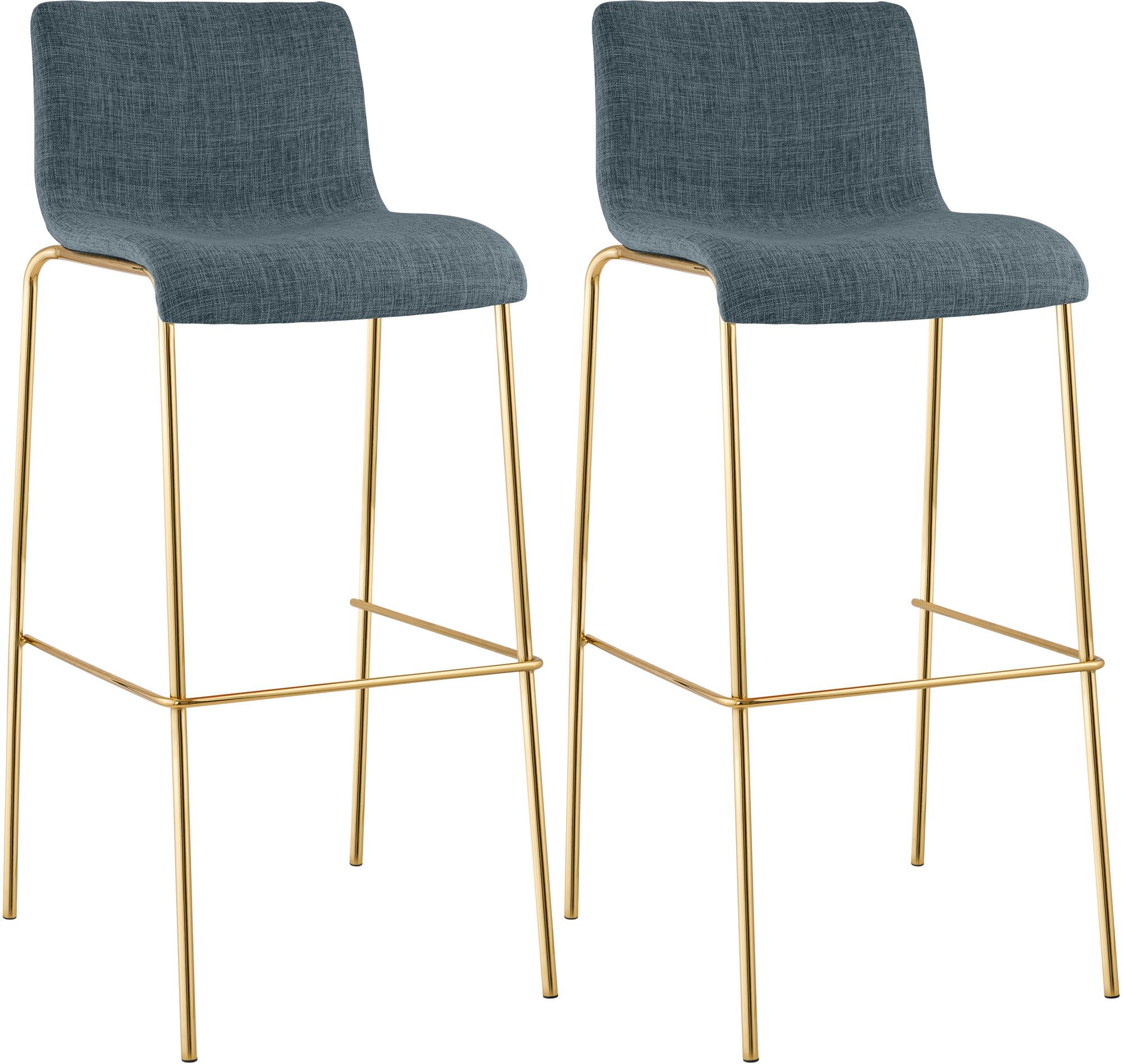 2-pack Barstolar Hover i Tyg med Fyra Ben Guldfärgade