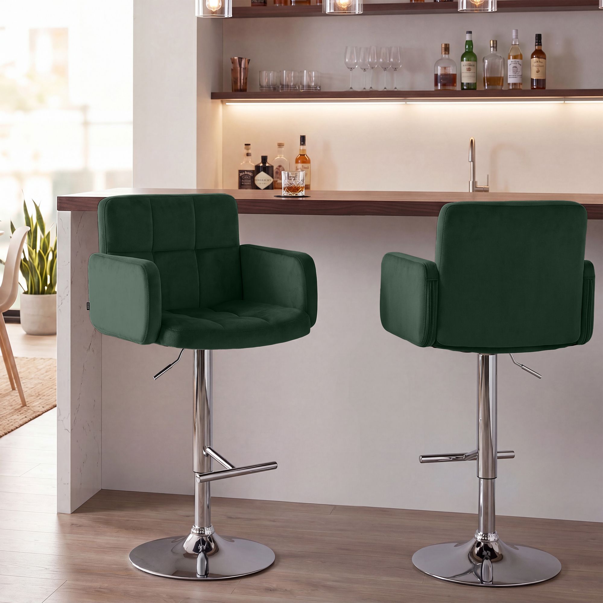 Set med 2 barstolar Los Angeles sammet