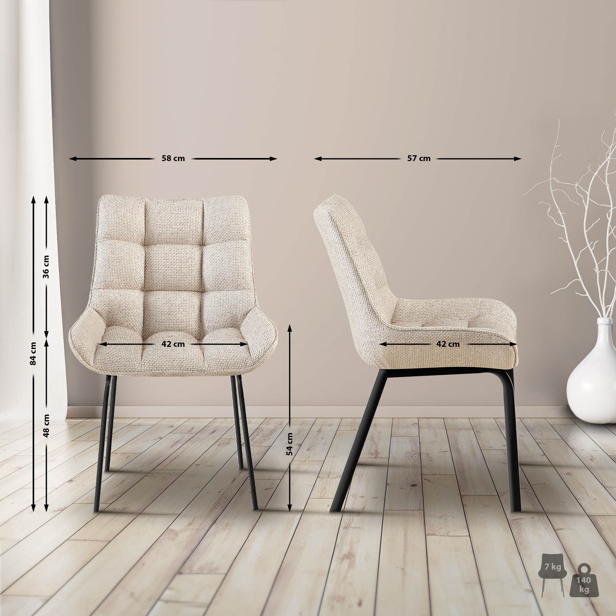 Uppsättning av 4 matstolar Saranda Fabric