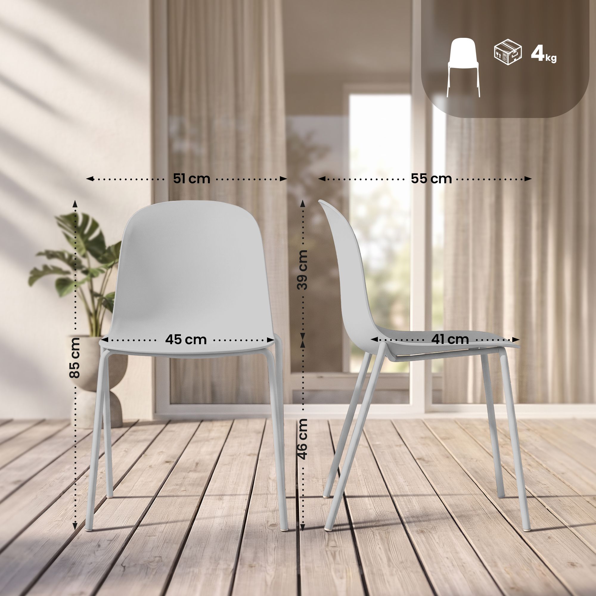 2-pack stapelbara stolar Hardin