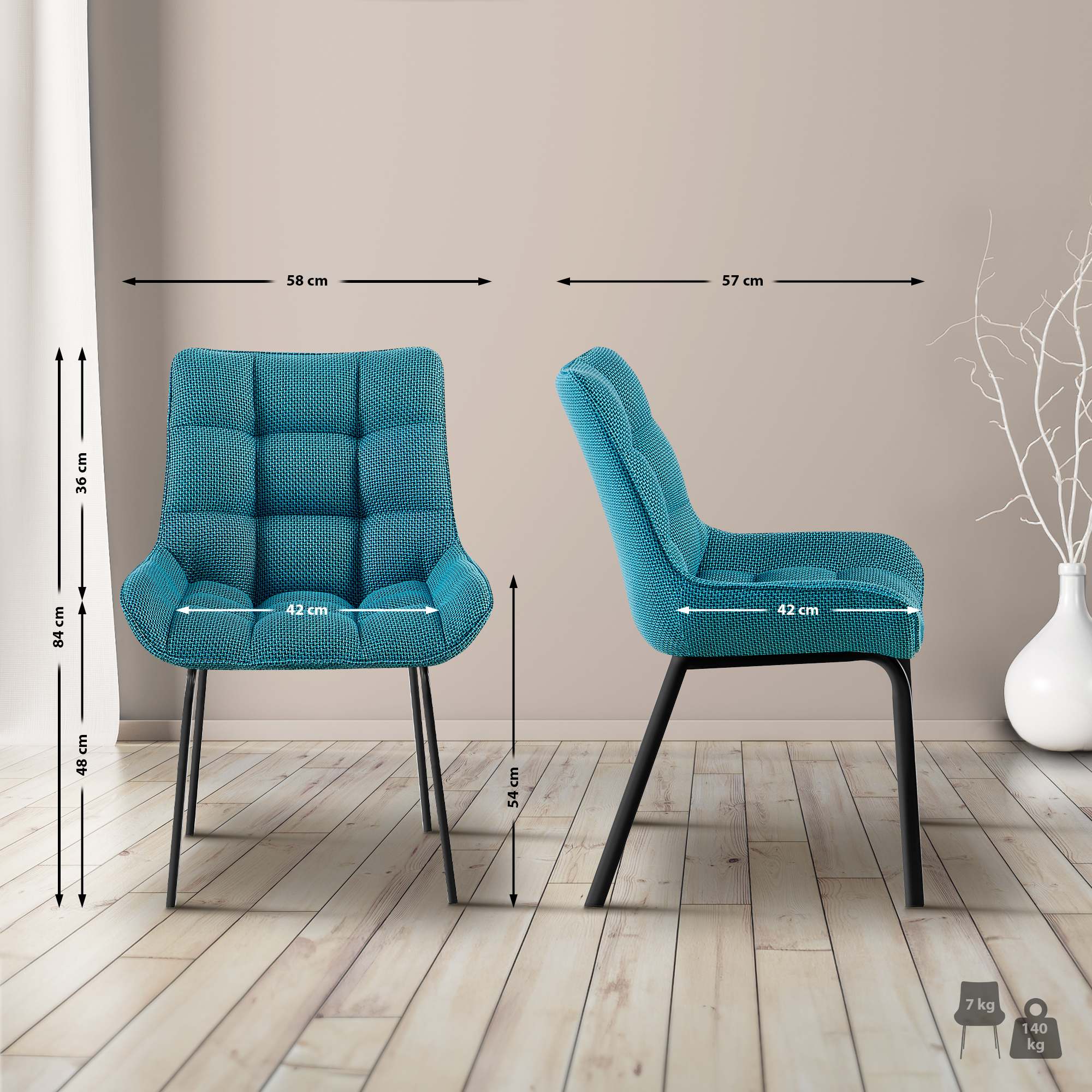 Uppsättning av 4 matstolar Saranda Fabric