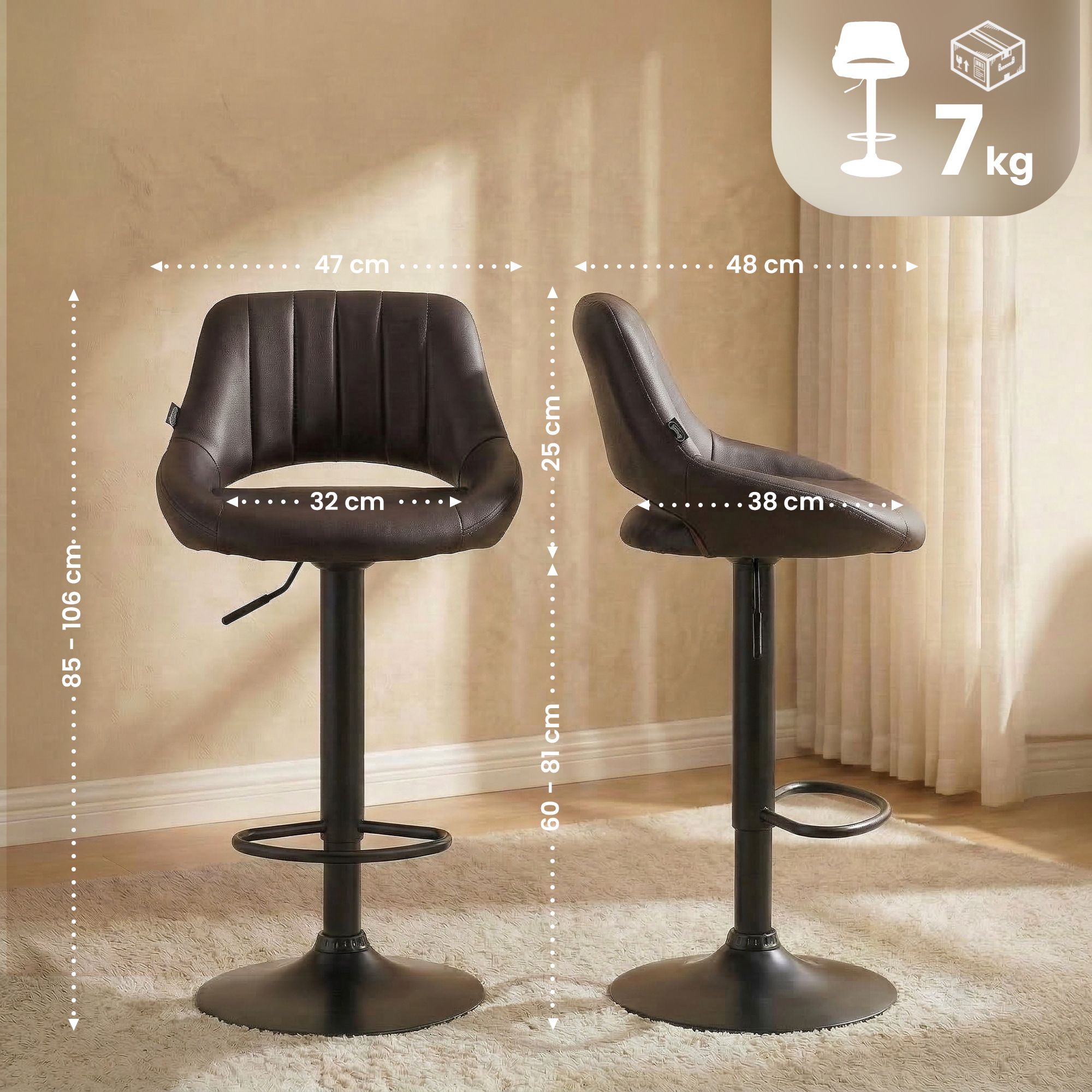 2-pack barstolar Milet i konstlader