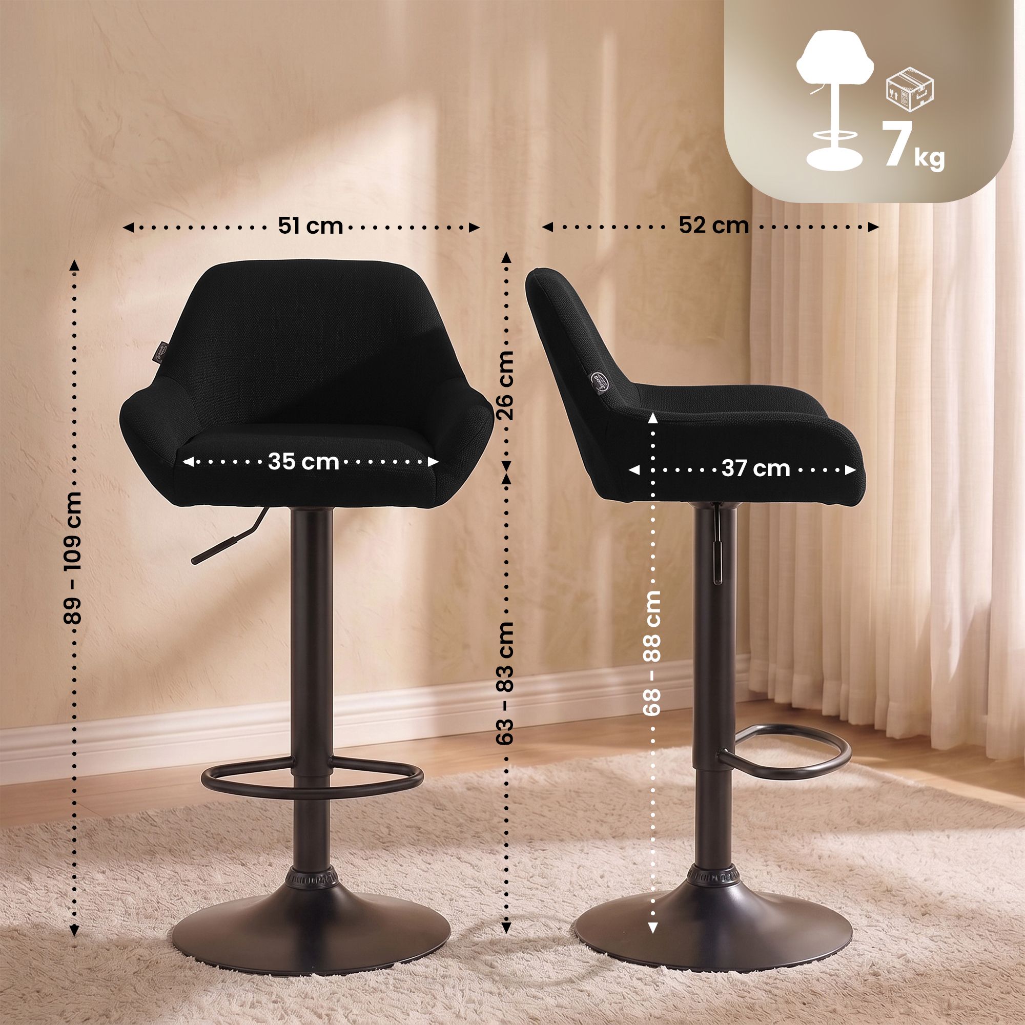 2-pack barstolar Braga tyg