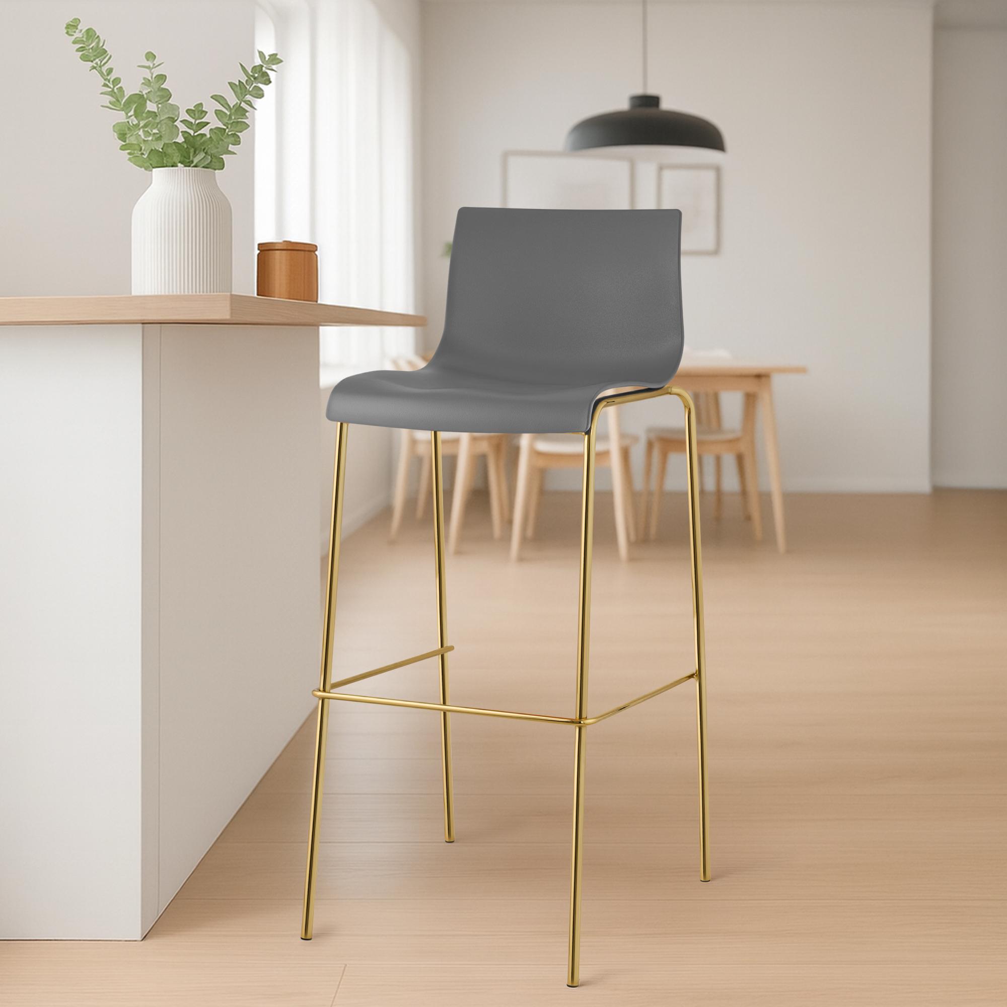 Barstol Hover plast fyrbent ram guld