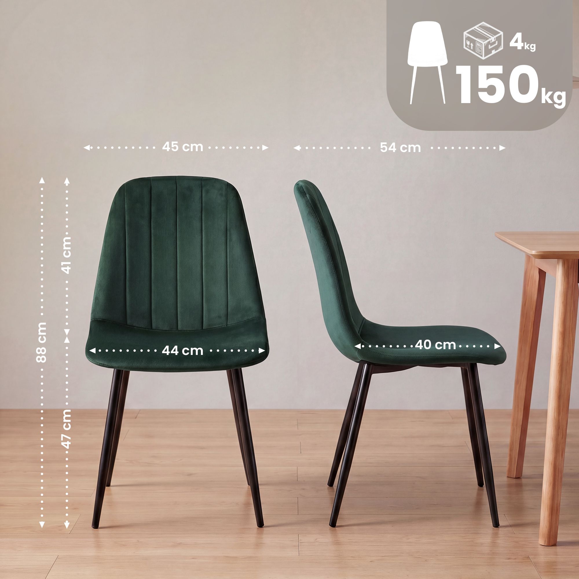 4-pack matstolar Baxter i sammet