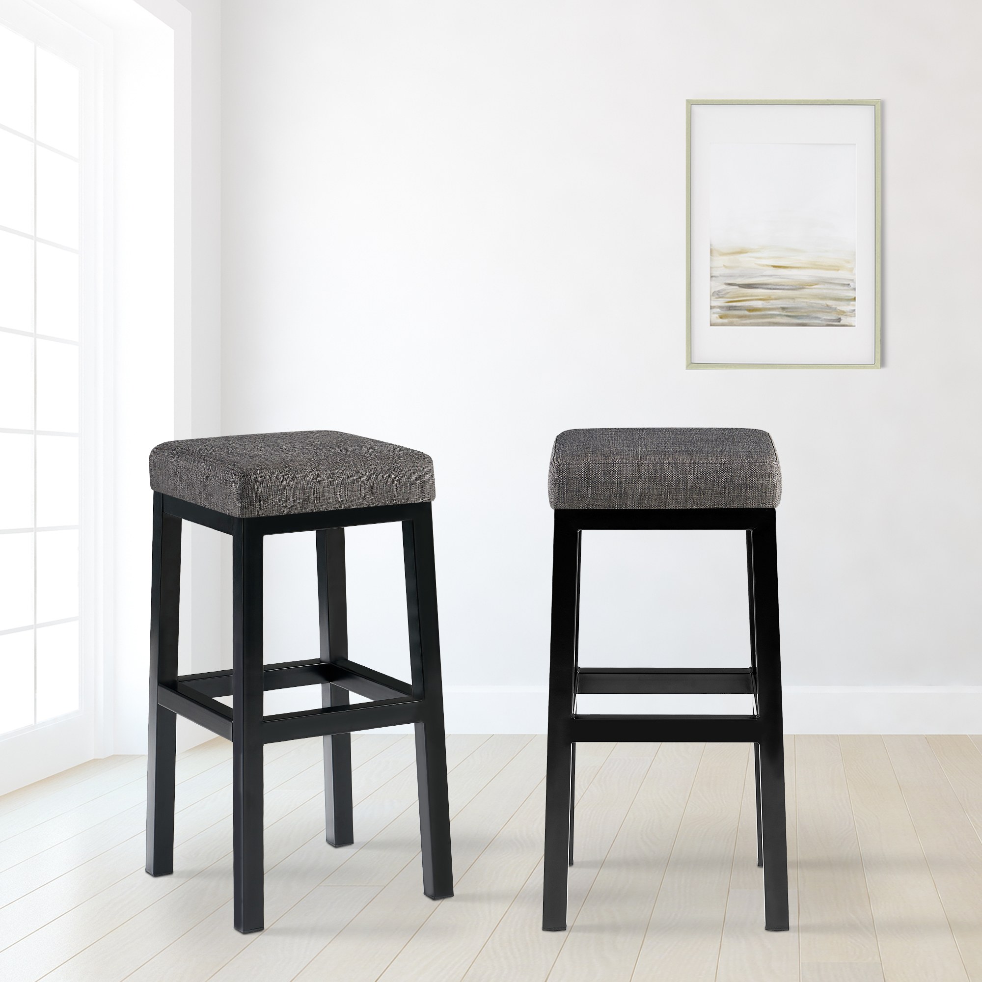 Barstol Taylor tygklädsel sitthöjd 78 cm metallram svart