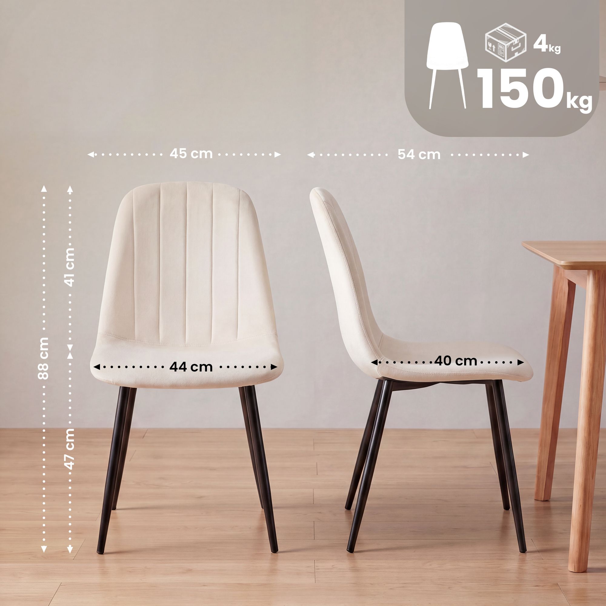 4-pack matstolar Baxter i sammet