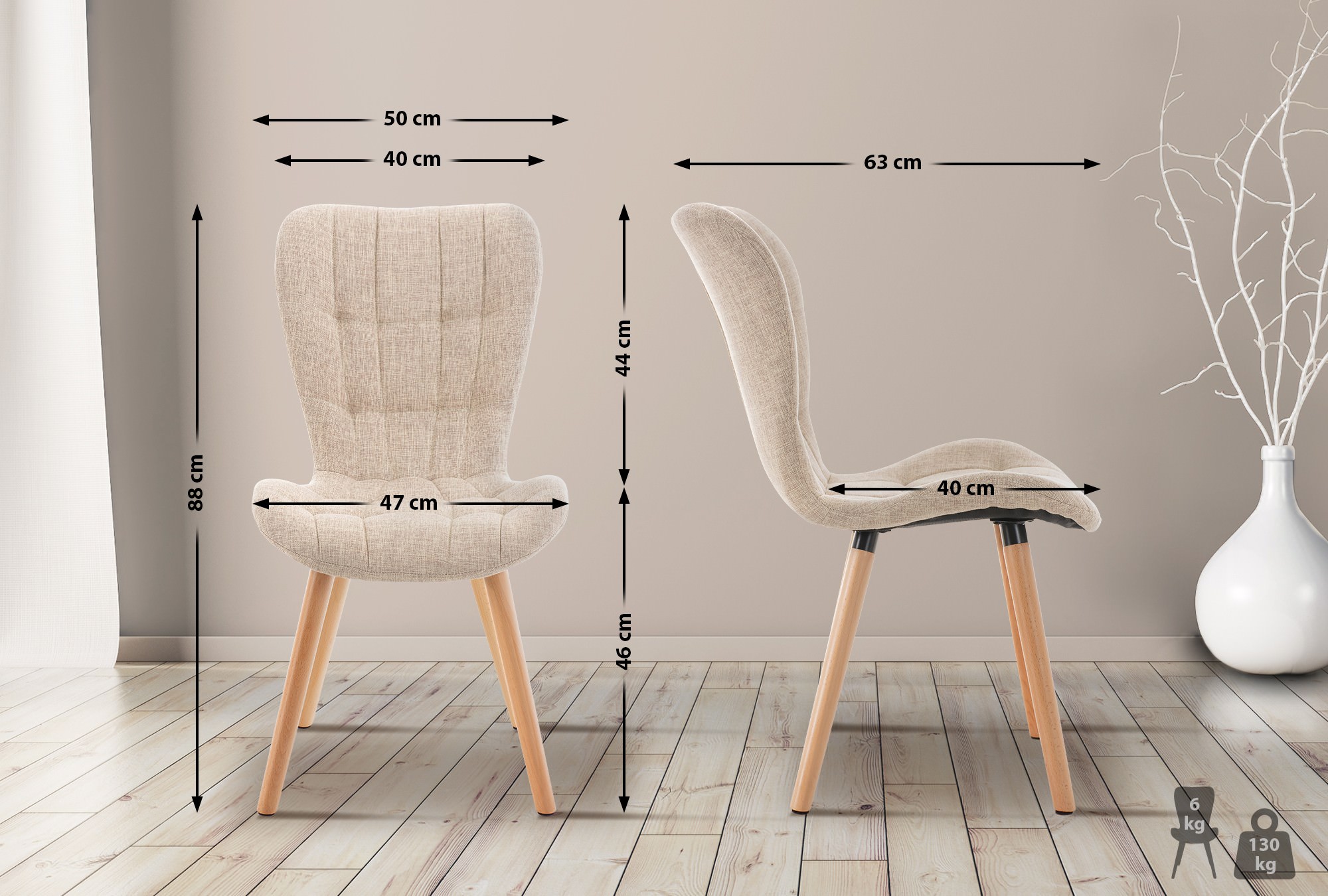 Set med 2 matstolar Elda