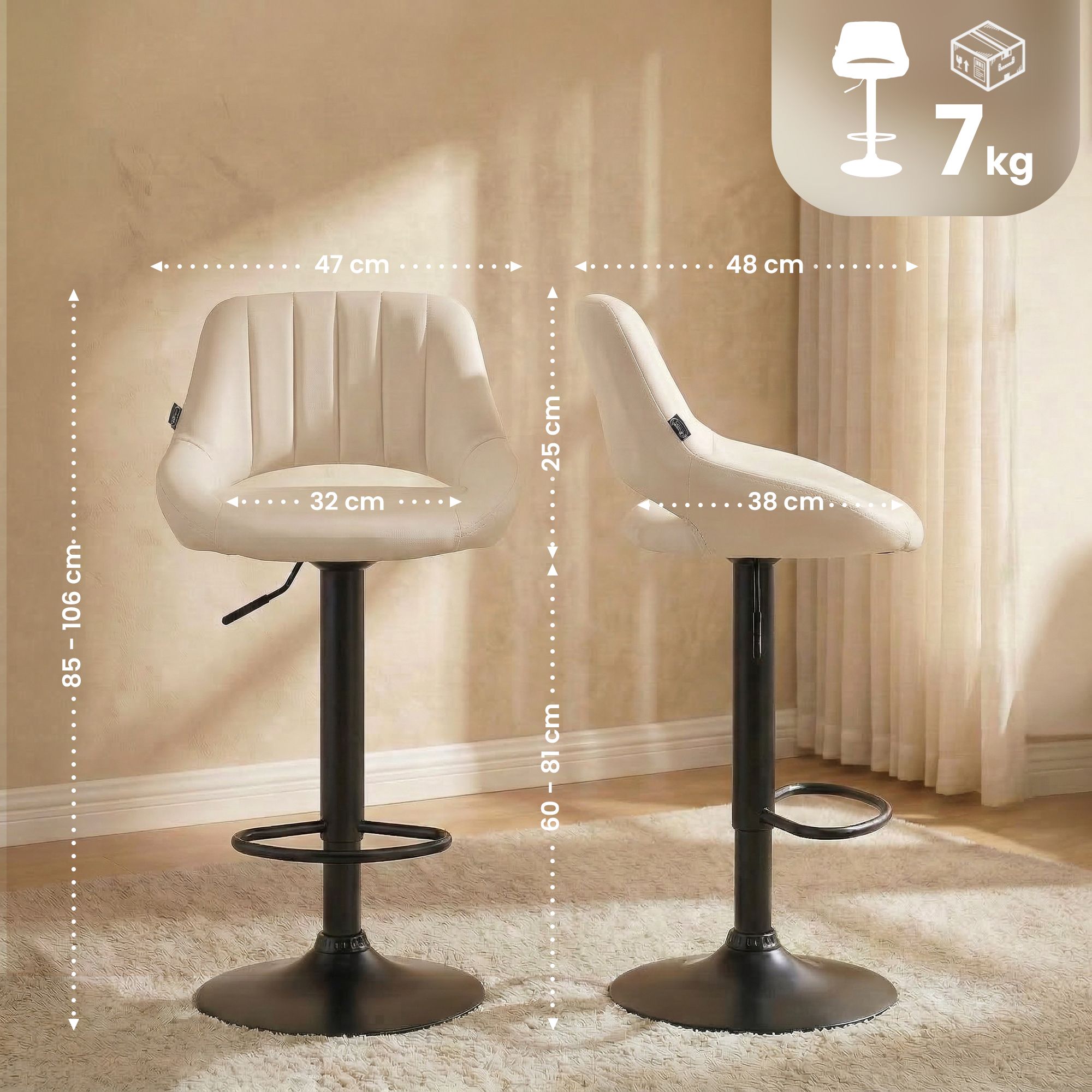 2-pack barstolar Milet i konstlader