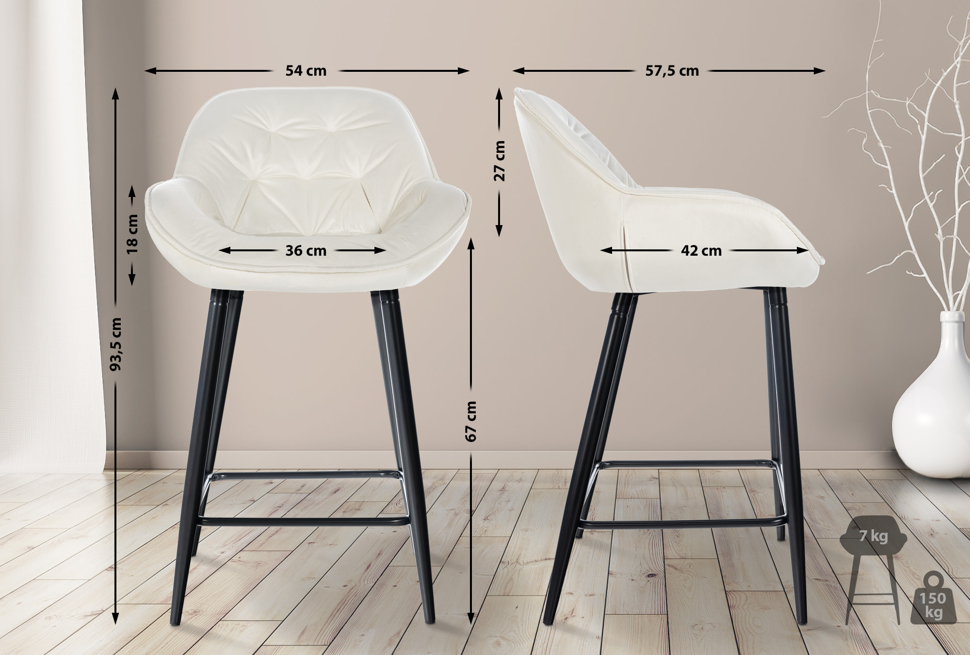 Set med 2 barstolar Gibson