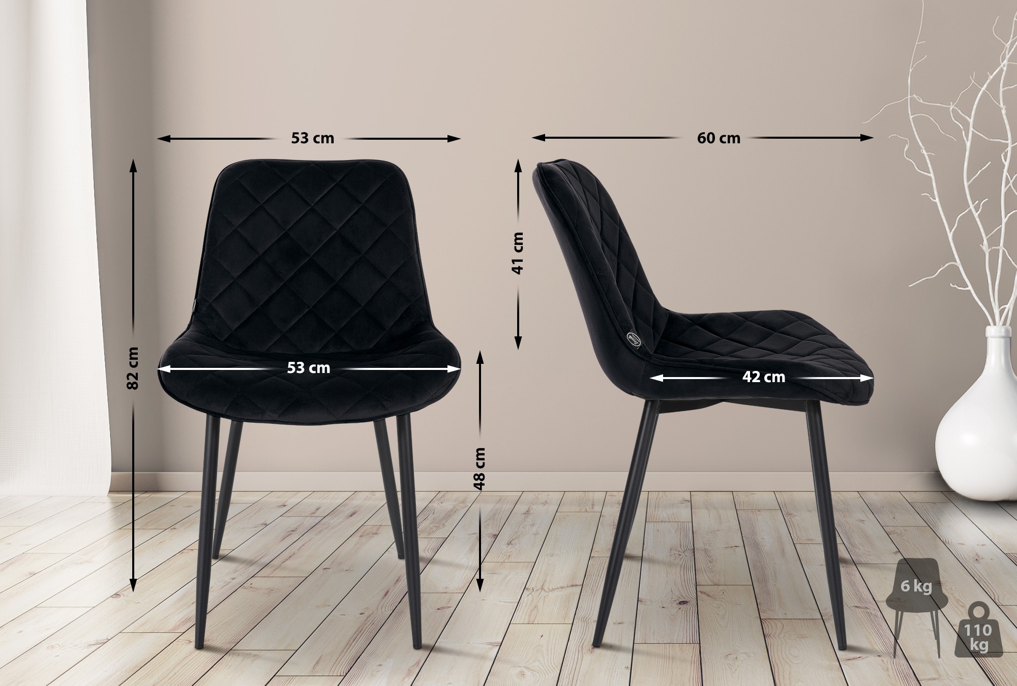 Uppsättning med 4 stolar Springs Velvet