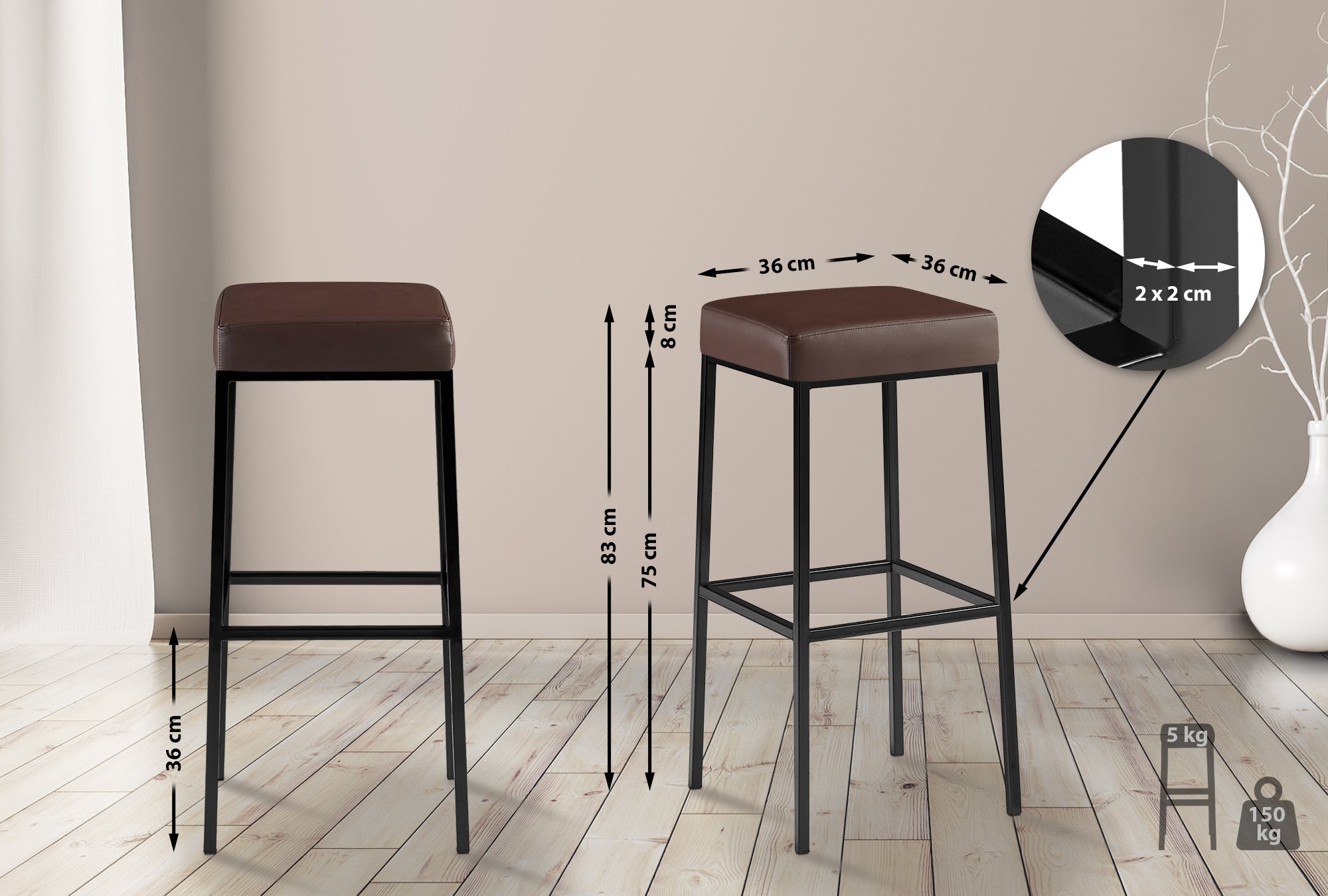 2-pack Barbordstolar Montreal Kunstläderöverdrag