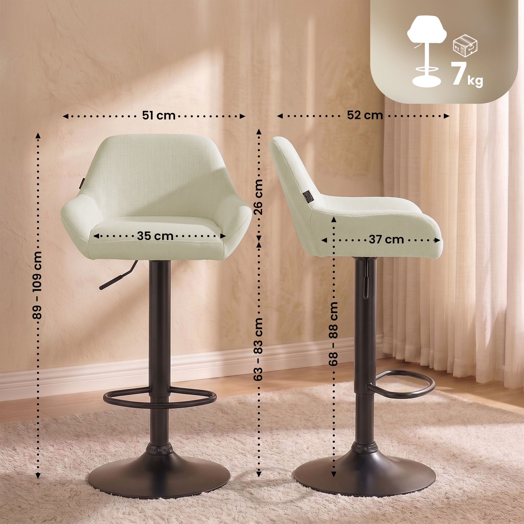 Barstol Braga tyg modern design och bekväm sits passar kök och hem