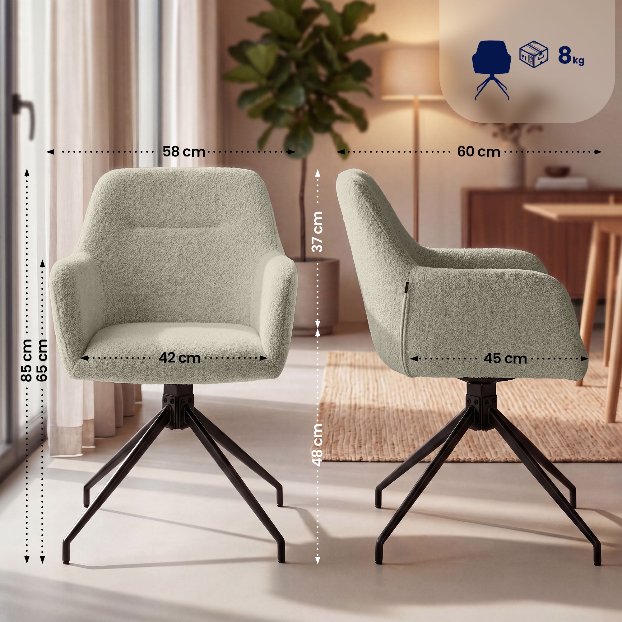 2-pack Matstolar Merlinda i Teddytyg
