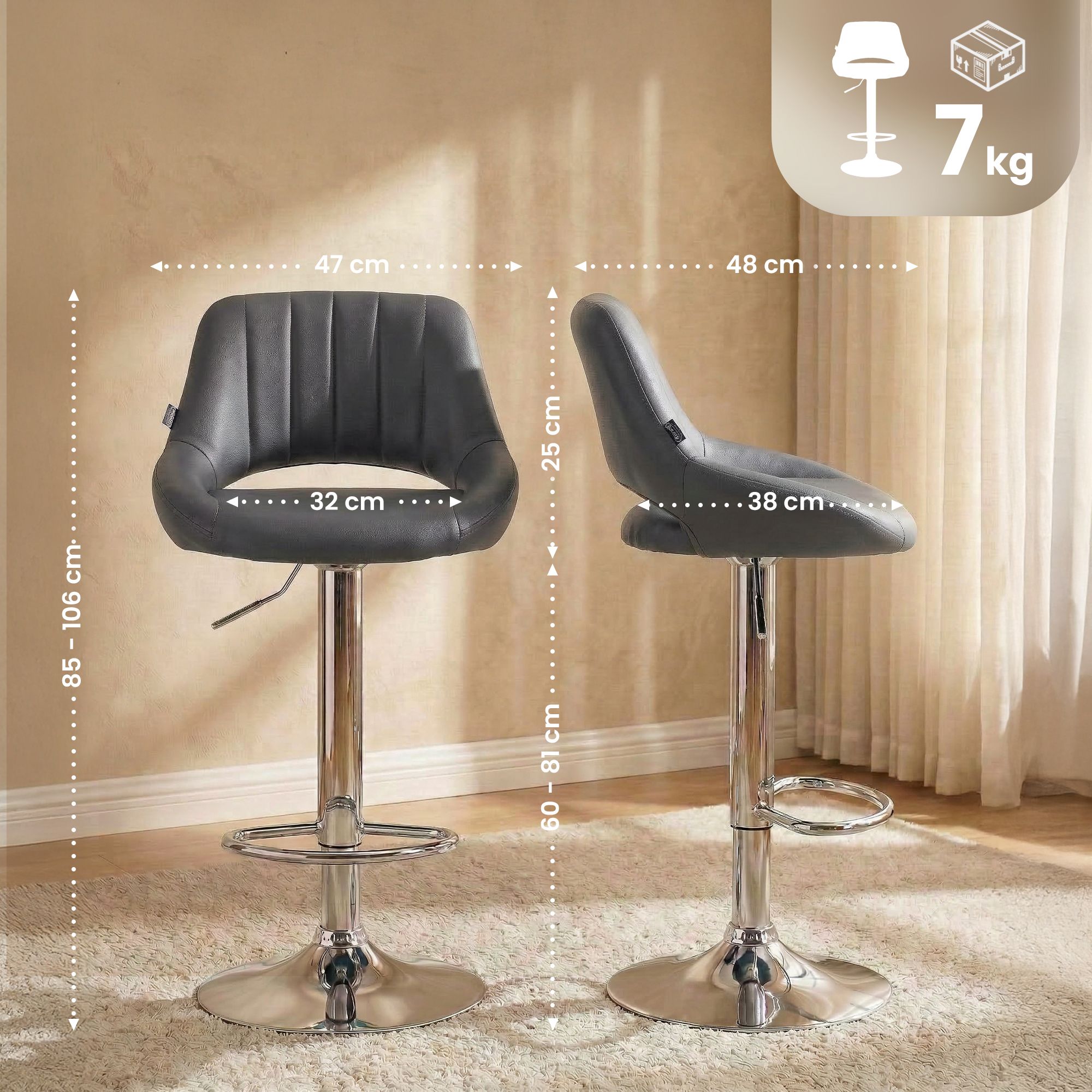 2-pack barstolar Milet i konstlader
